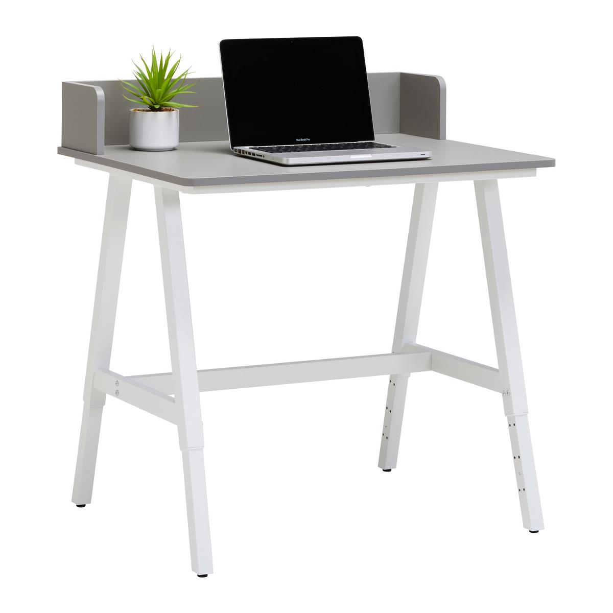 Schreibtisch Emmelie Grau/Weiss - Weiss/Grau, Modern, Holzwerkstoff/Metall (80/54-85/60cm) - Mömax