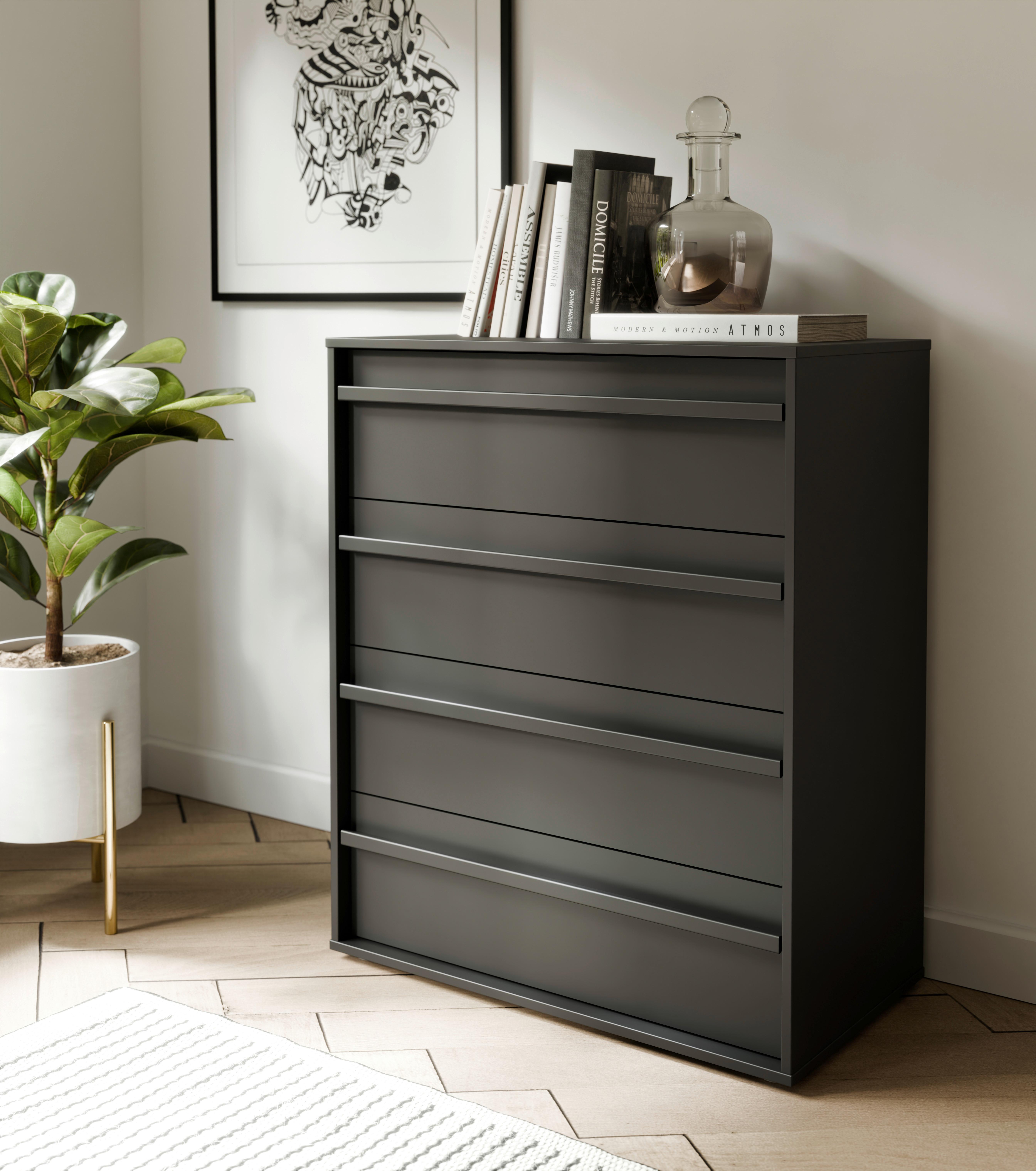 Comodă CLEO - negru, Modern, material pe bază de lemn (78,4/94,4/42cm) - Modern Living