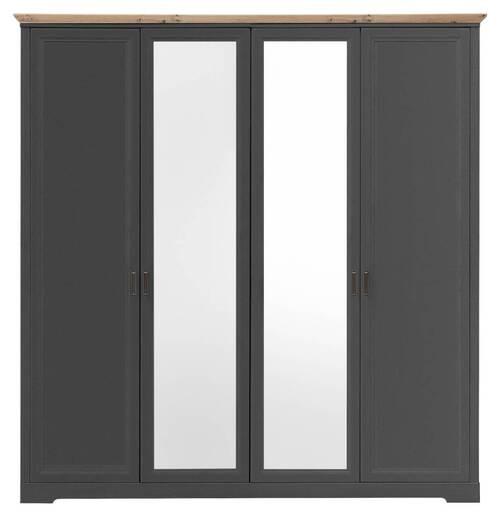 Dulap cu uși rotative Jasmin - grafit/stejar Artisan, Lifestyle, material pe bază de lemn (214/220/64cm)