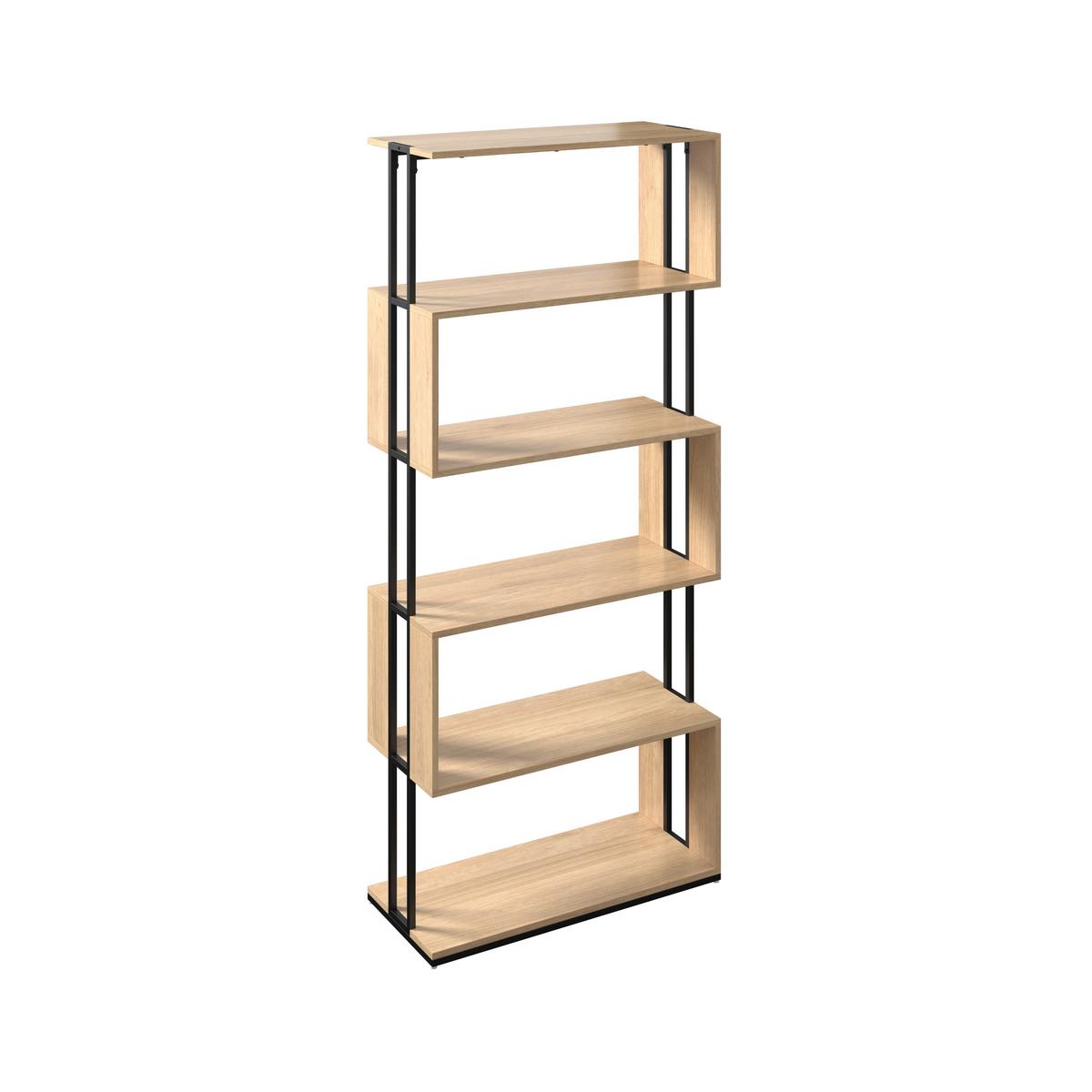 Regal Finn Eiche/Schwarz - Eichefarben/Schwarz, MODERN, Holzwerkstoff/Metall (80/185/35cm) - Bessagi Home