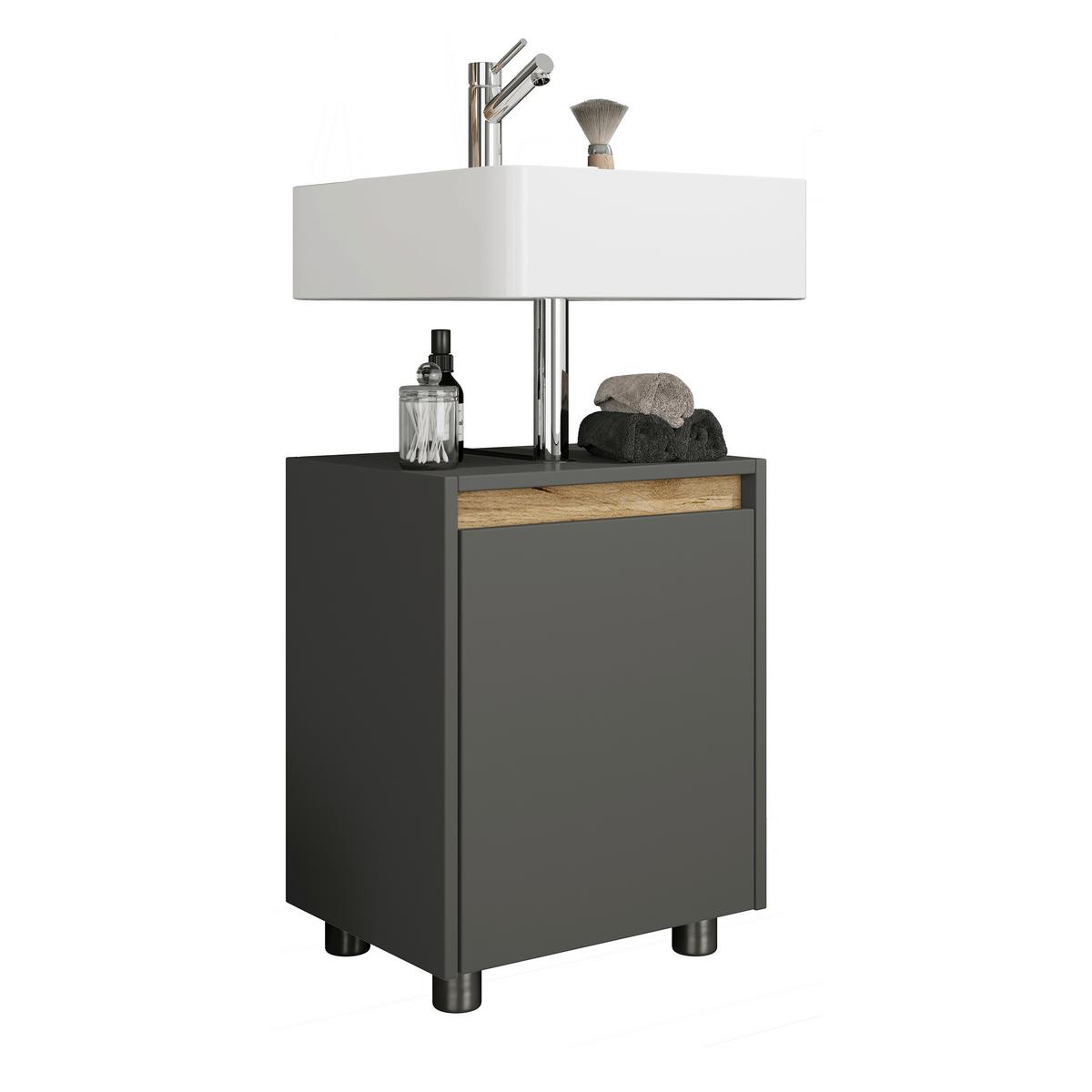 Waschbeckenunterschrank Cosila - Honigeiche/Anthrazit, Trend, Holzwerkstoff/Kunststoff (42/55/33cm) - MID.YOU