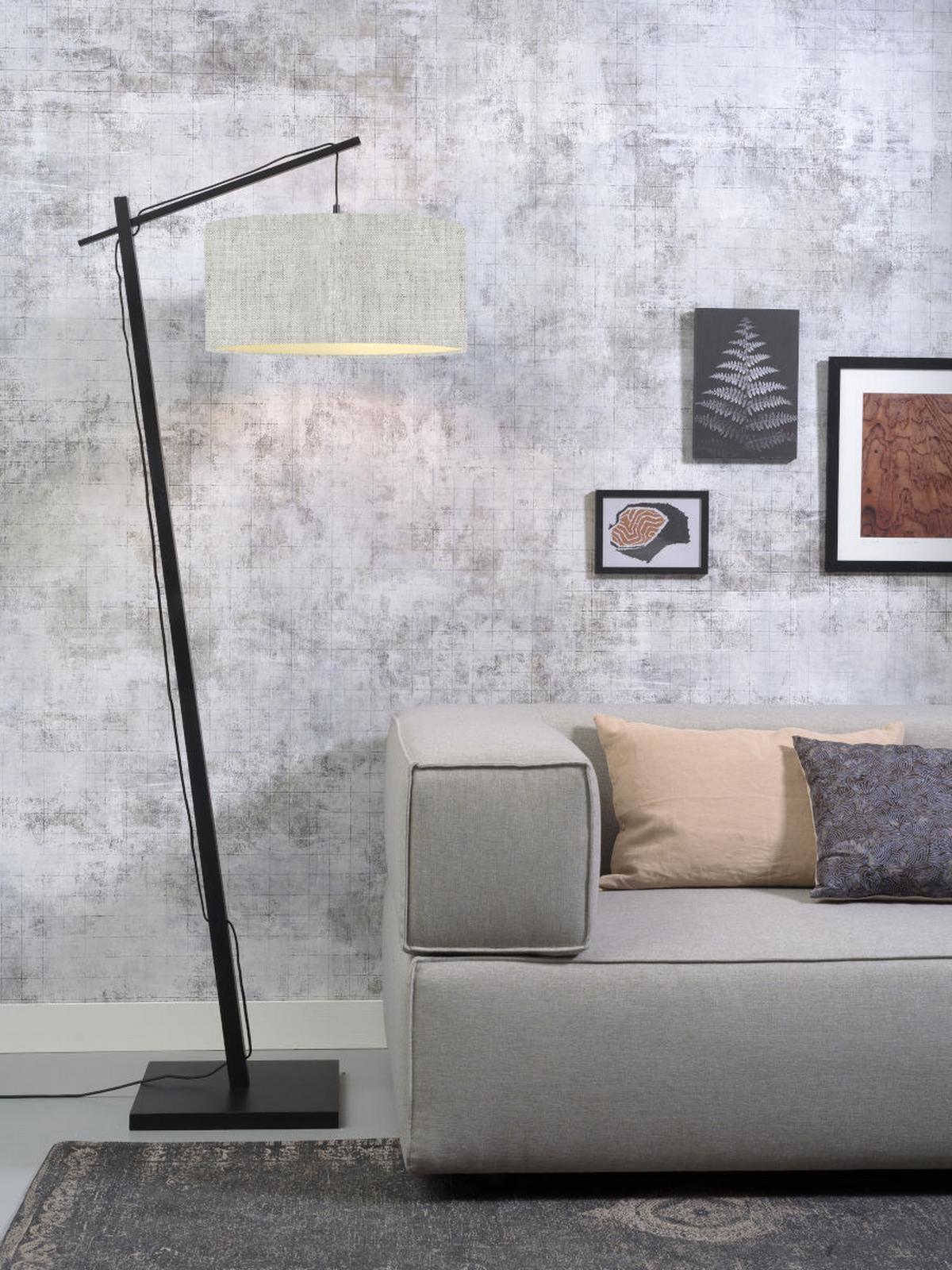 Stoječa Svetilka Andes, Naravna Barva, Črna - črna/naravne barve, Design, tekstil/naravni materiali (47/176/23cm) - Good & Mojo