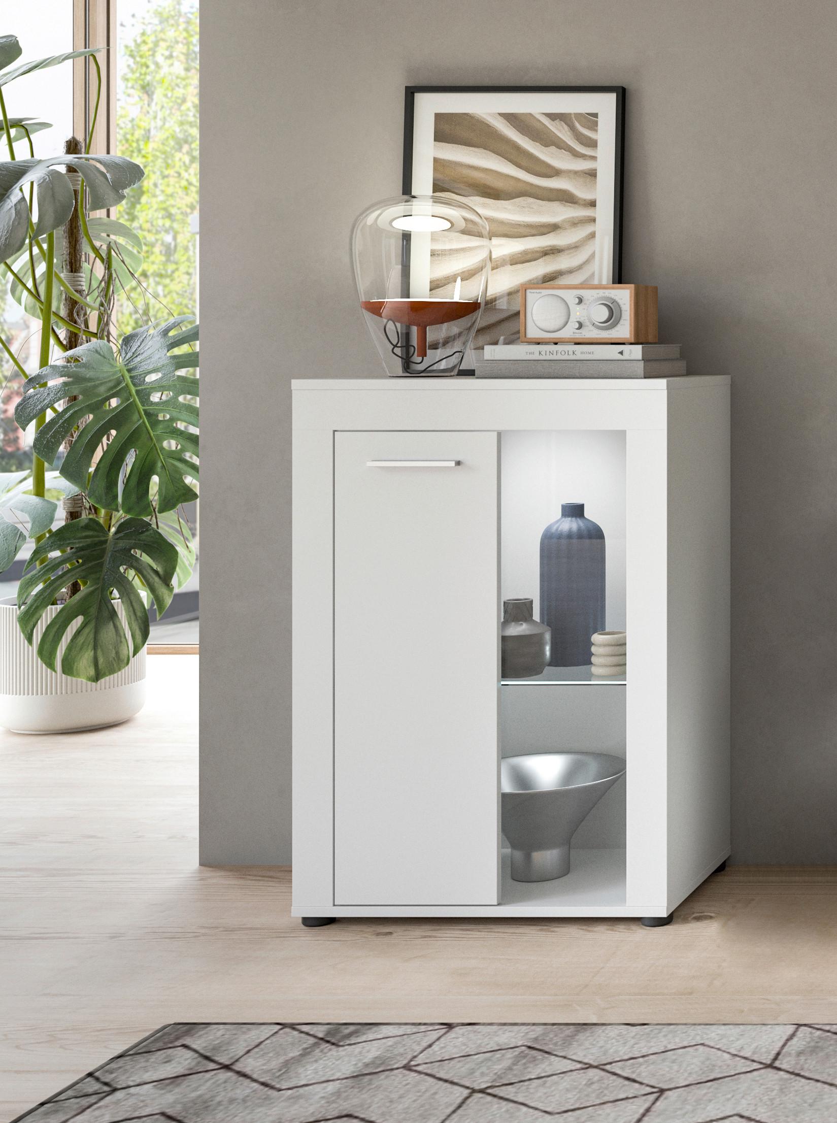 Vitrina Jam - srebrne boje/crna, Design, staklo/drvni materijal (86/60/35cm) - Modern Living