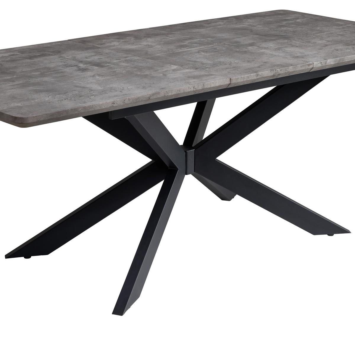 Jedilna Miza Leif, Videz Betona, 160-200x90 Cm - siva/črna, Konvencionalno, kovina/leseni material (160-200/90/76cm) - MID.YOU