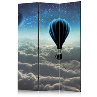Paravan Night Expedition, 3-Delni, Dvostranski - modra/siva, Basics, tekstil/les (135/172/3cm) - artgeist