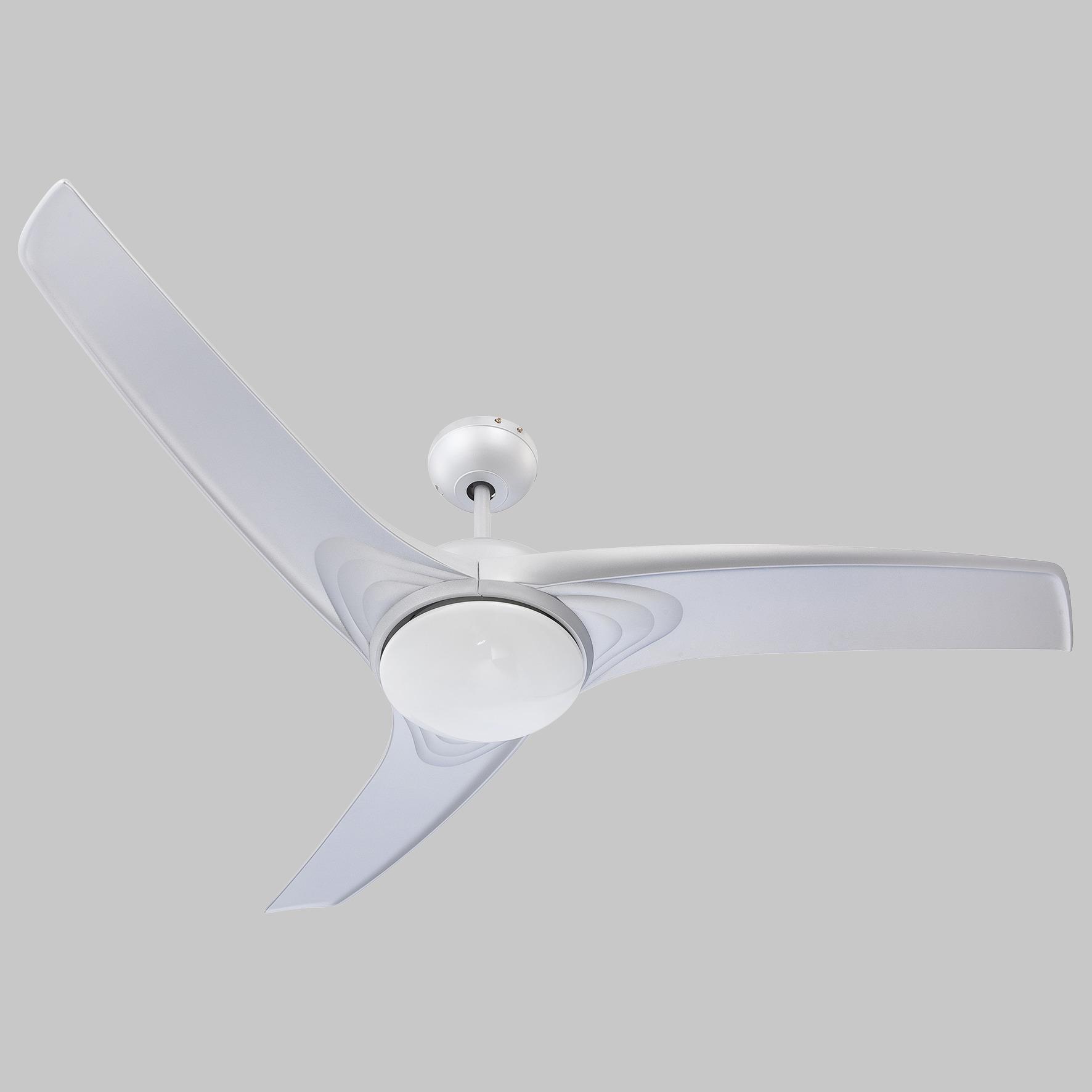 Deckenventilator Fara aus Metall max. 40 Watt - Silberfarben/Opal, KONVENTIONELL, Glas/Kunststoff (132/46cm) - Globo