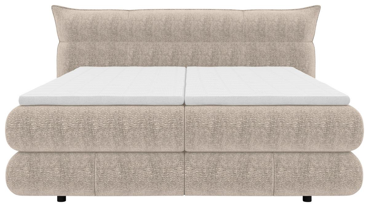 Boxspringbett Auris Beige ca. 180x200cm - Beige/Schwarz, KONVENTIONELL, Kunststoff/Textil (180/200cm) - Sembella