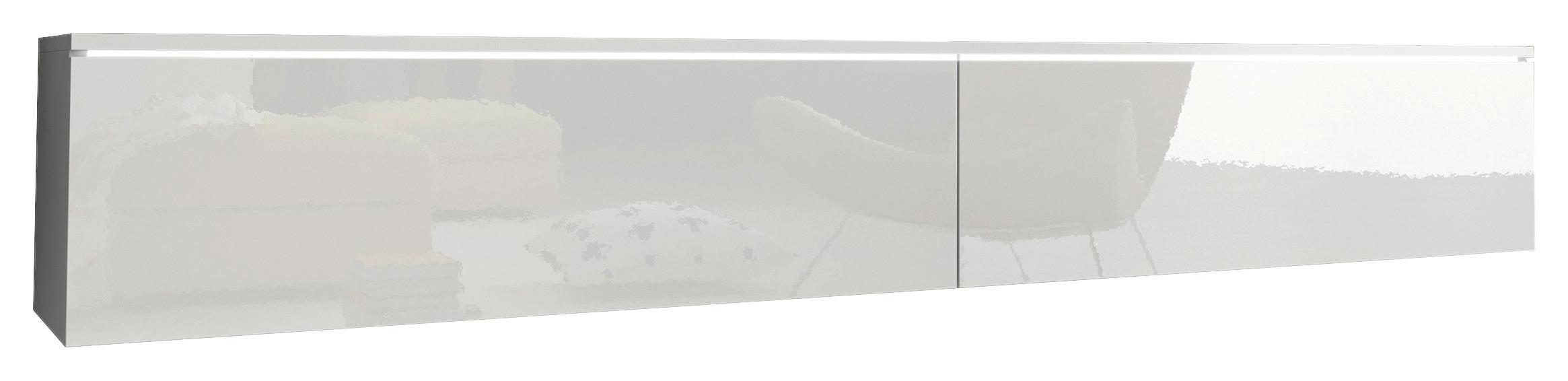 Nizka Omarica Lowa, Bela, Visoki Sijaj, Led - siva/bela, Trendi, umetna masa/leseni material (180/30/33cm) - P & B