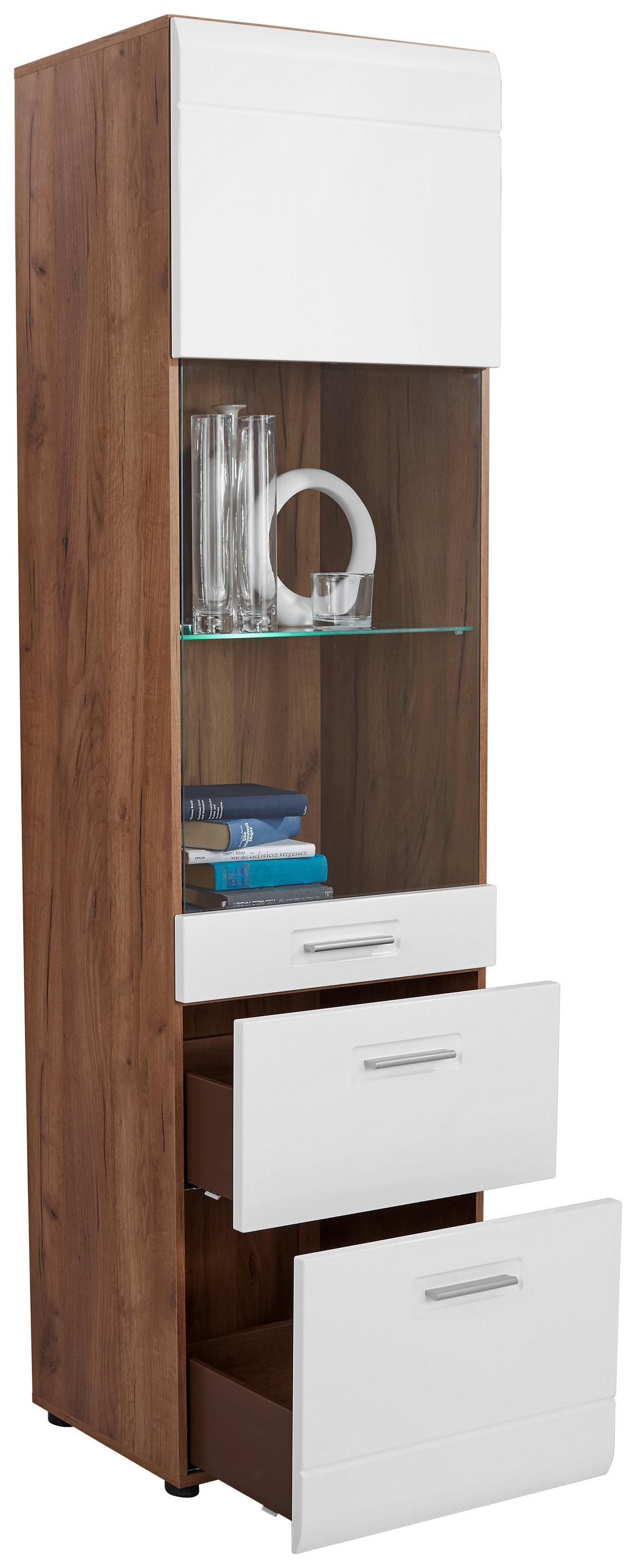 Vitrina Avensis New - črna/barve hrasta, Konvencionalno, umetna masa/steklo (60/205,7/37,1cm) - Mömax