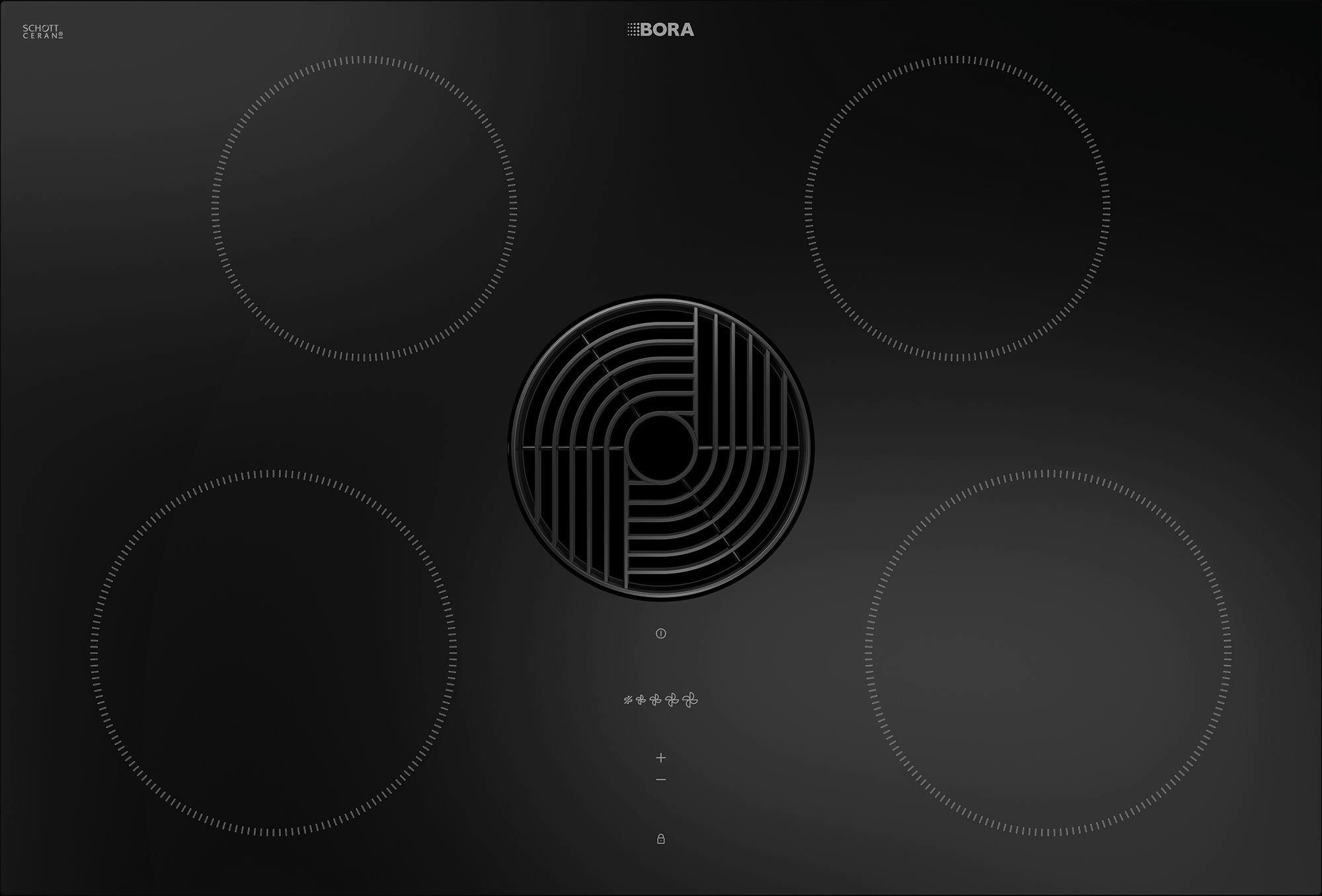 Kochfeld-Dunstabzug-Kombi E80NUE02 - Schwarz, Basics, Glas/Metall (76/19,9/51,5cm) - Bora