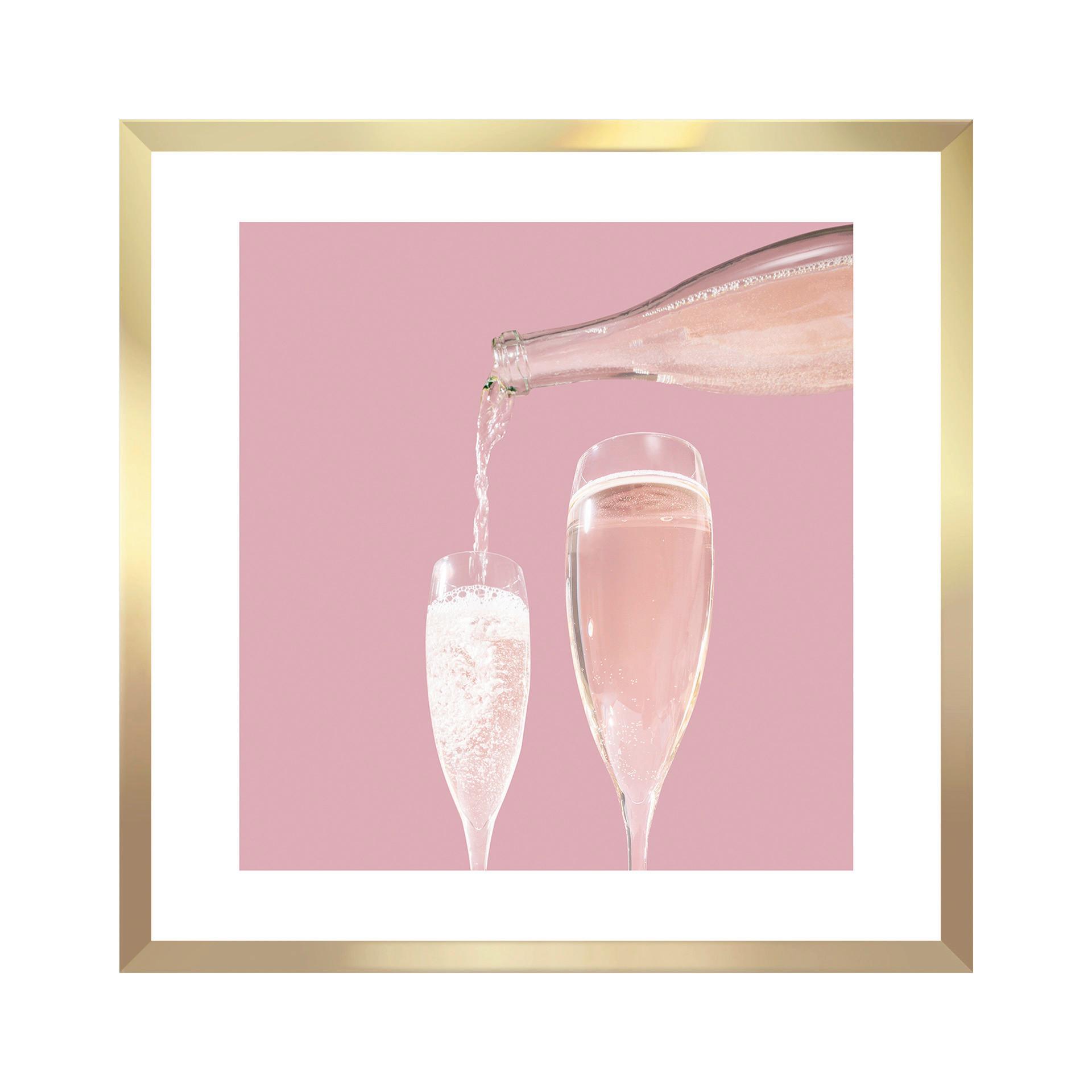 Bild Vous II ca. 30x30cm - Pink/Goldfarben, Holzwerkstoff/Papier (30/30cm) - Modern Living