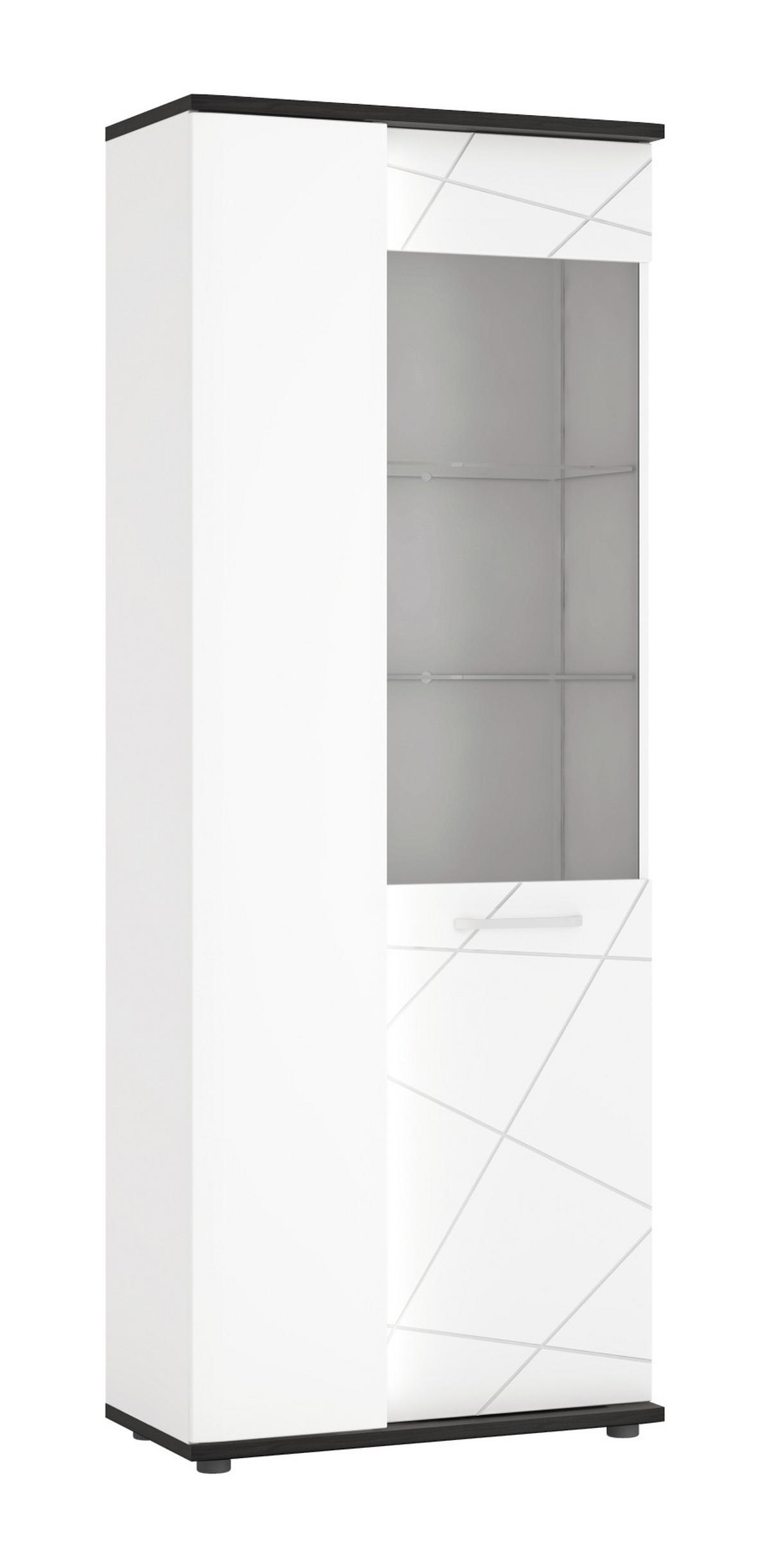 Vitrina Venezia, Bela, Barva Temnega Hrasta - bela/temni hrast, Moderno, kovina/umetna masa (76,1/200/40cm)