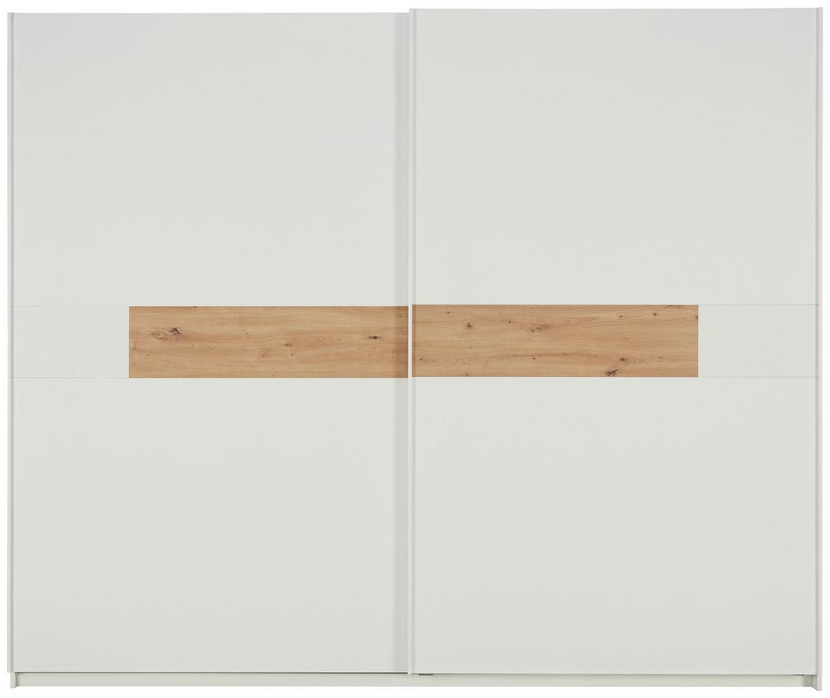 Schwebetürenschrank in Weiss/Eiche - Weiss Hochglanz/Weiss, Konventionell, Holzwerkstoff (276/230/54cm) - Premium Living