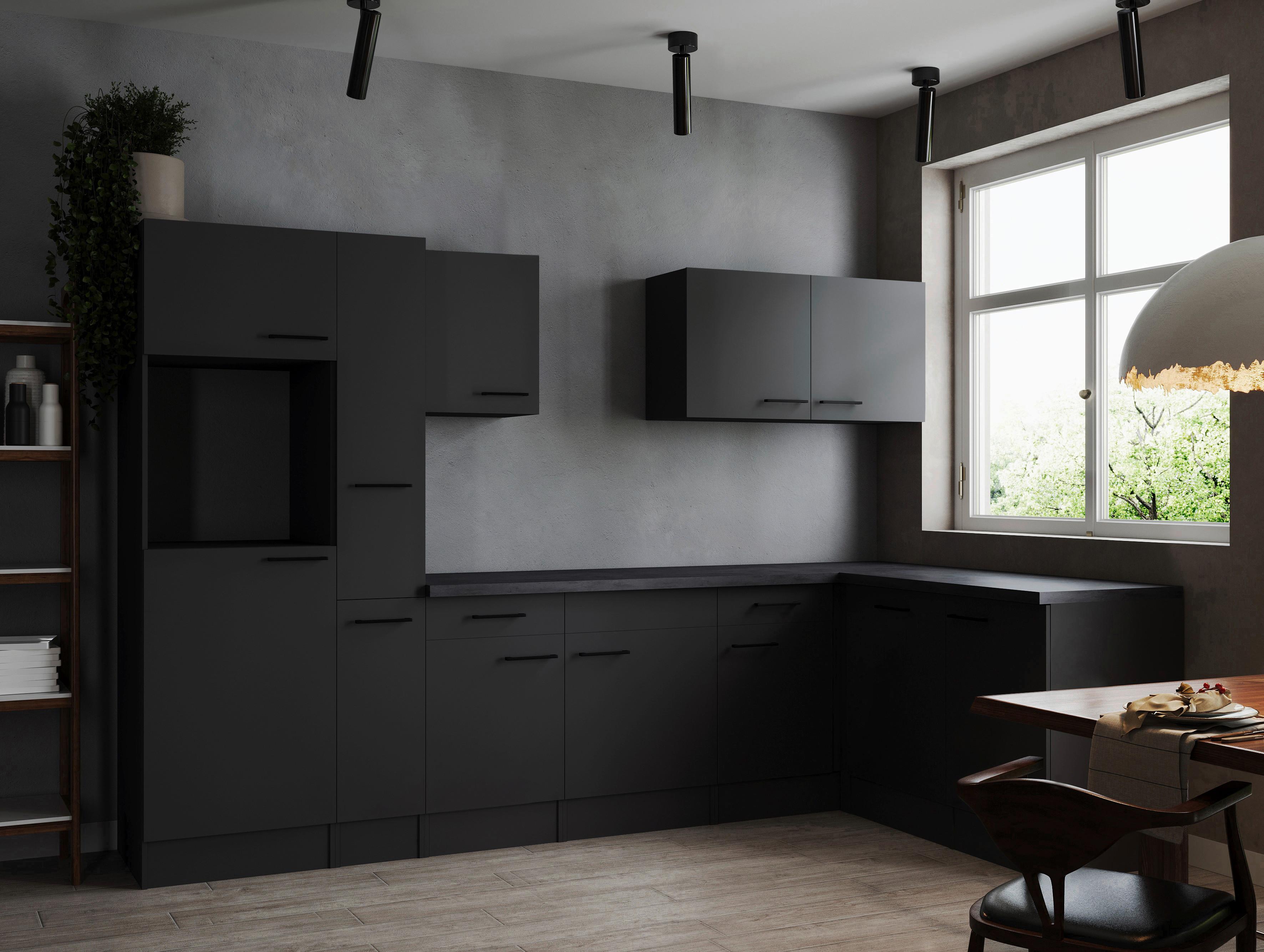 Kotna Kuhinja Brez Aparatov Oliver, 310x172cm - temno siva/črna, Design, kovina/leseni material (310/172cm) - Respekta