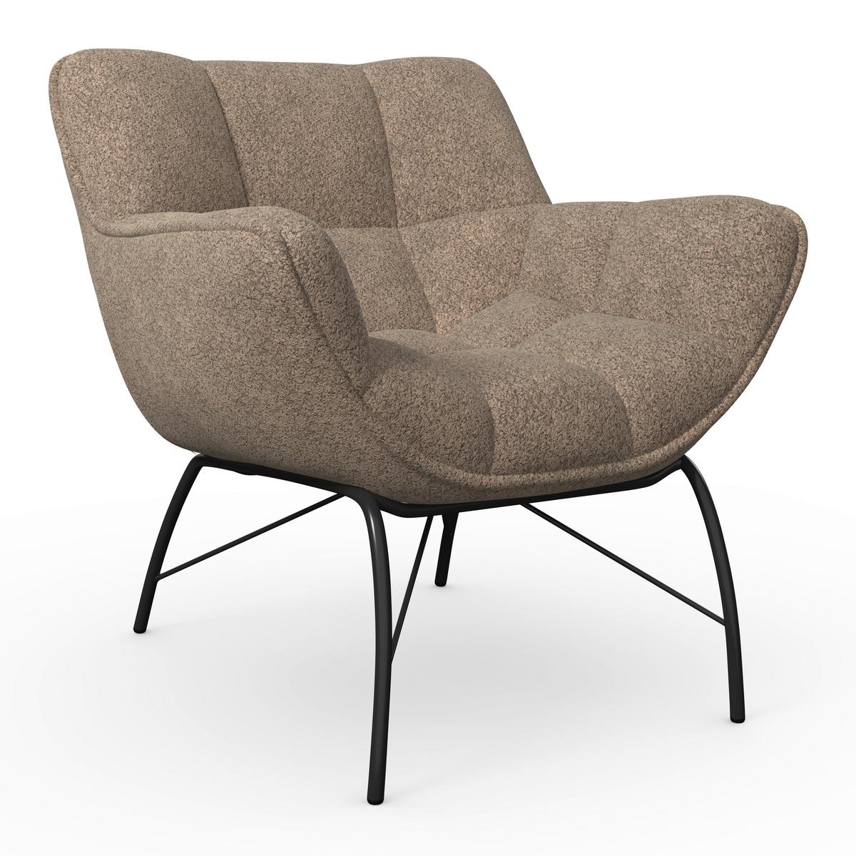 Relaxsessel Robin Bouclé Braun - Schwarz/Braun, MODERN, Textil/Metall (72/78/81cm) - Bessagi Home
