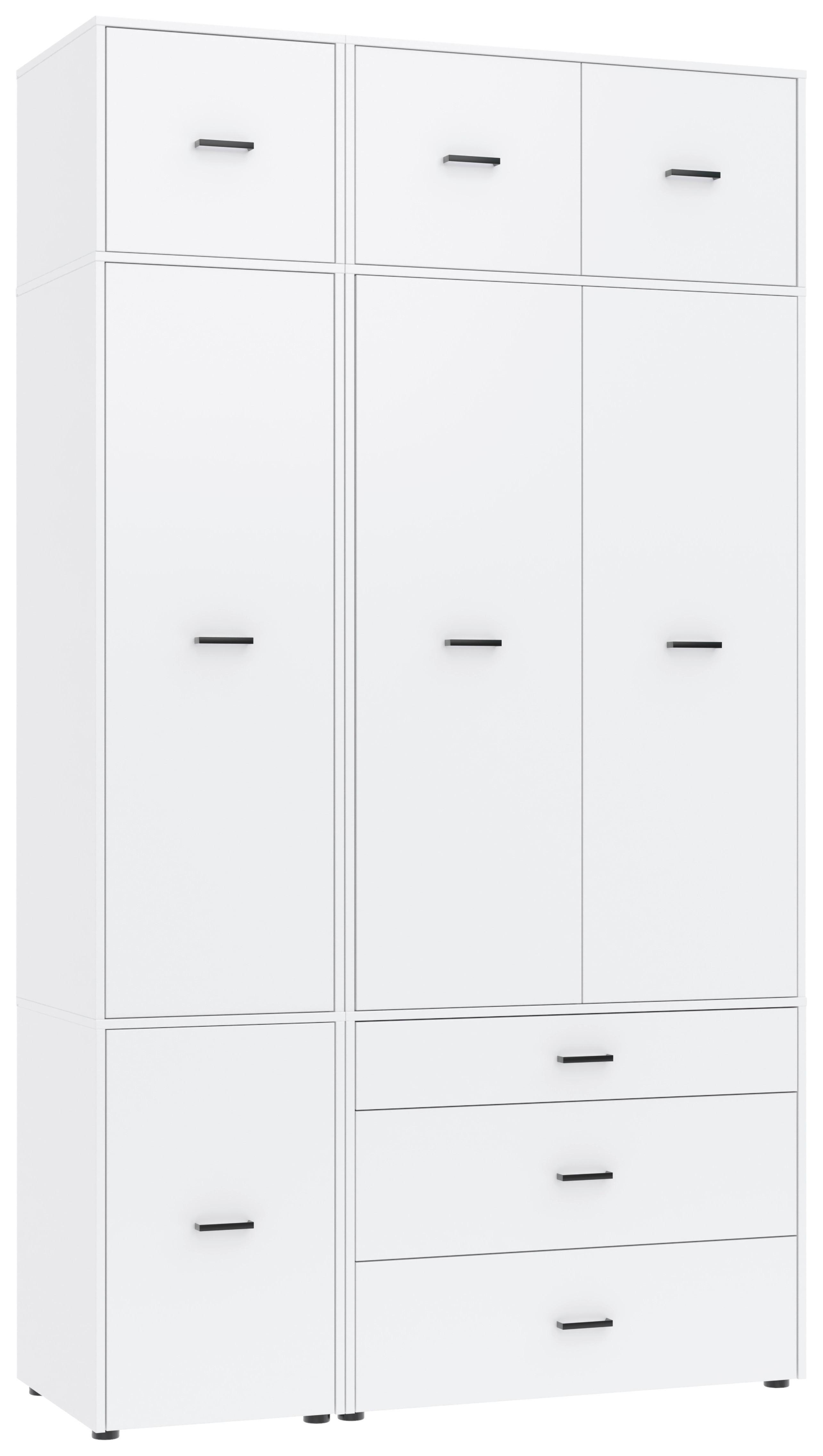 Kleiderschrank Kivo Weiß - Schwarz/Weiß, Basics, Holzwerkstoff/Kunststoff (135/239,40/52,1cm) - Based