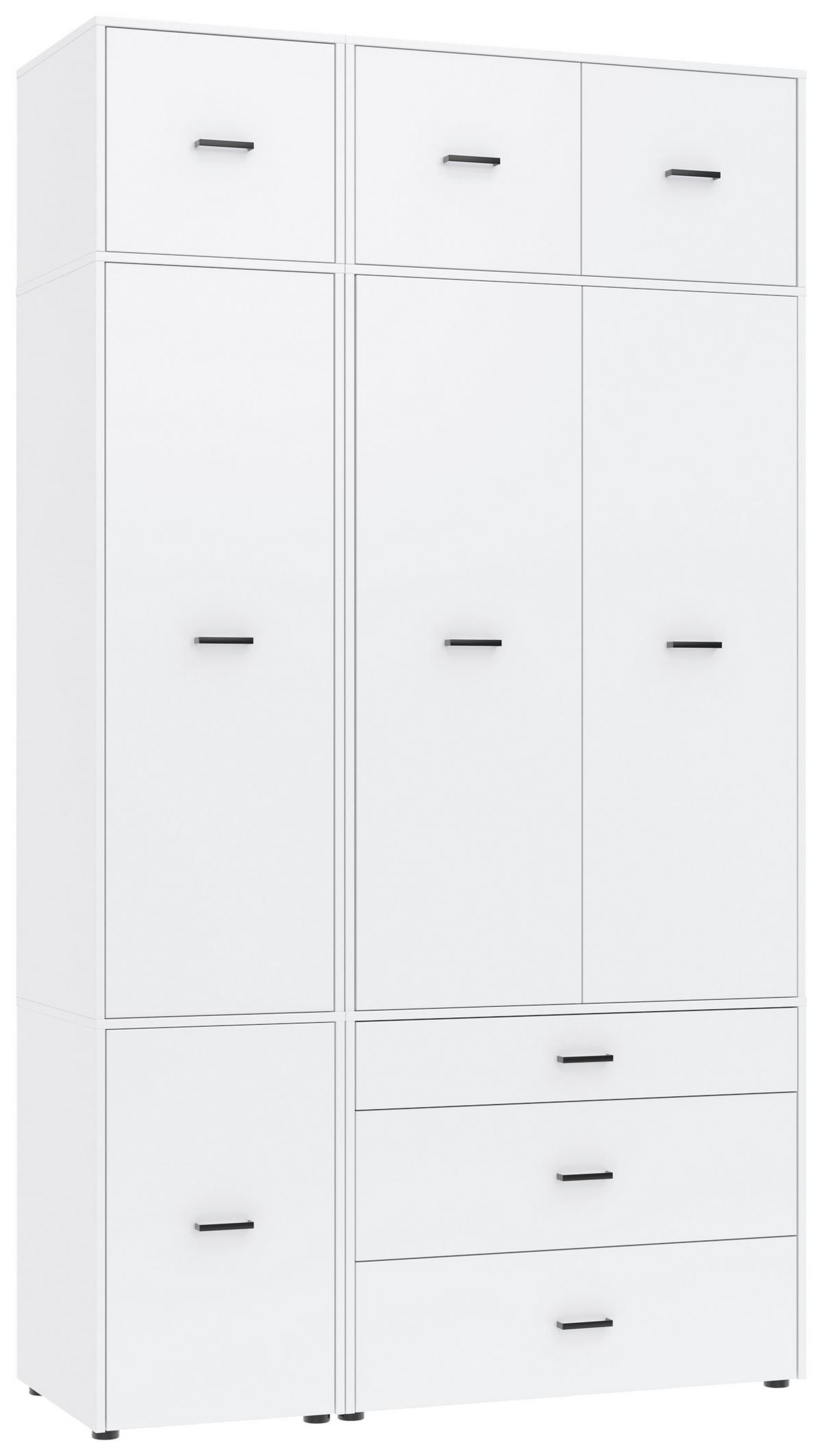 Kleiderschrank Kivo Weiß - Schwarz/Weiß, Basics, Holzwerkstoff/Kunststoff (135/239,40/52,1cm) - Based