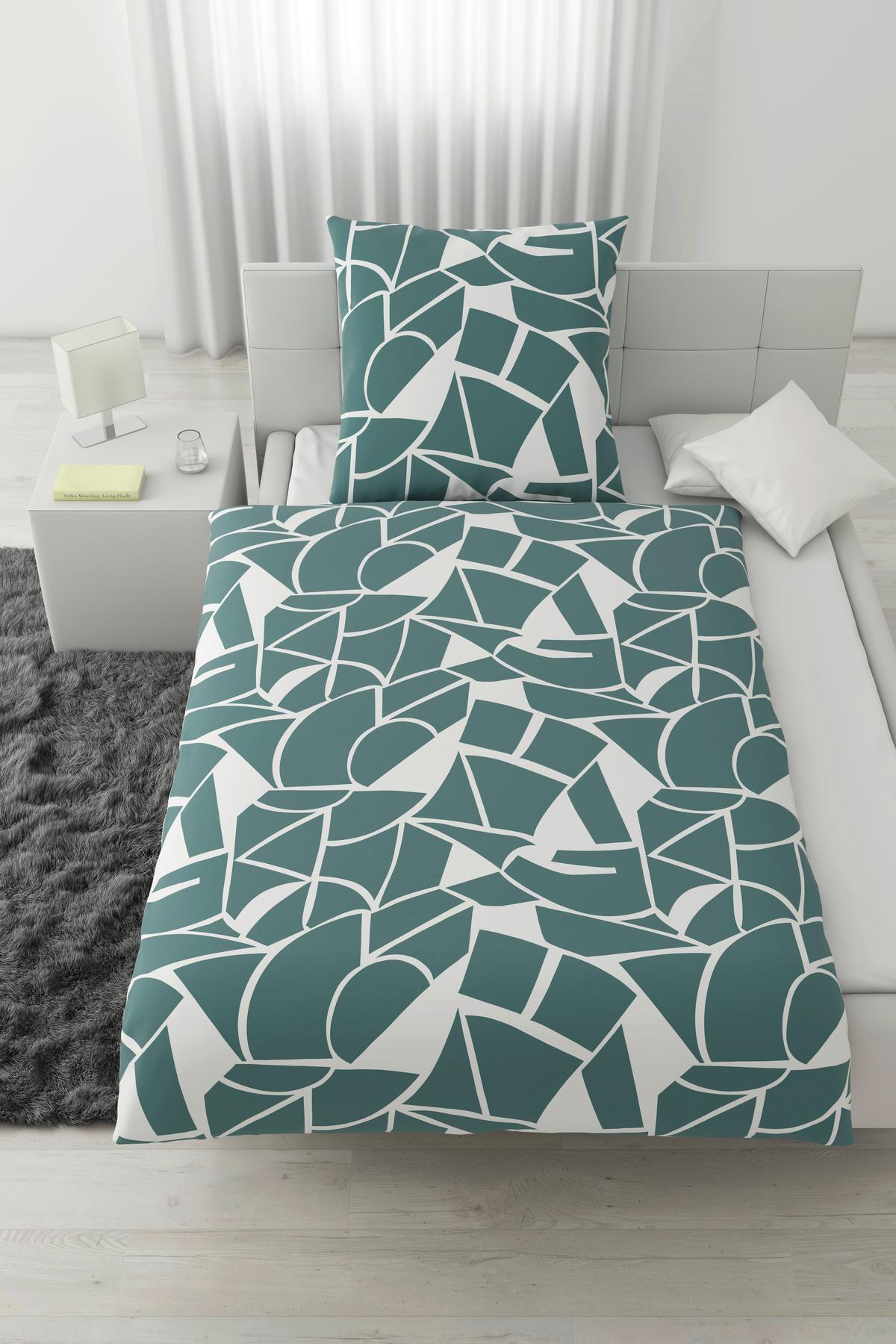 Bettwäsche Axel Weiß/Mineralblau ca. 135x200cm - Blau/Weiß, MODERN, Textil (135/200cm) - Mömax