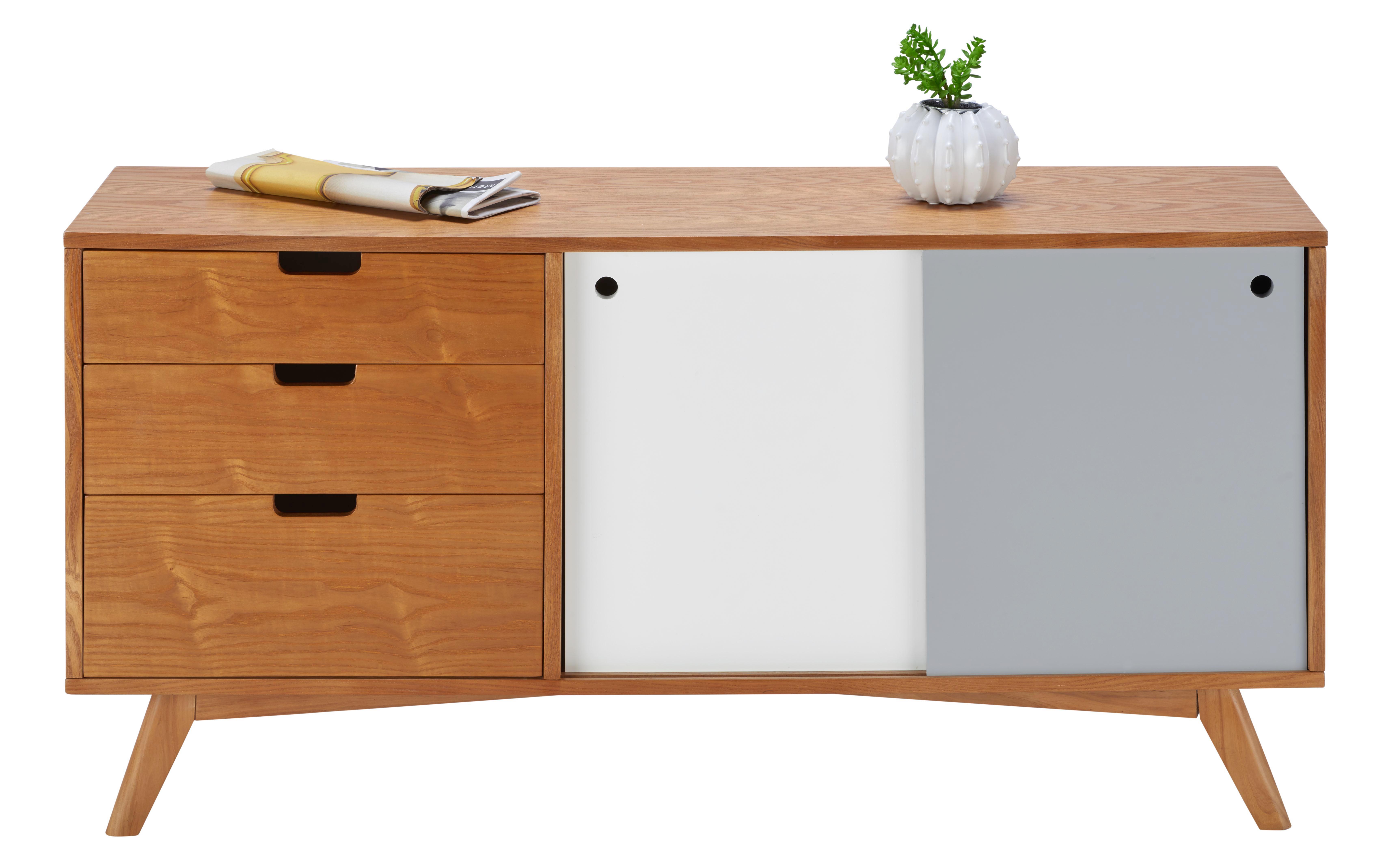 Sideboard in Ulmefarben/ Grau/Weiß 'Jillian' - Ulmefarben/Weiß, MODERN, Holz (120/60/35cm) - Bessagi Home