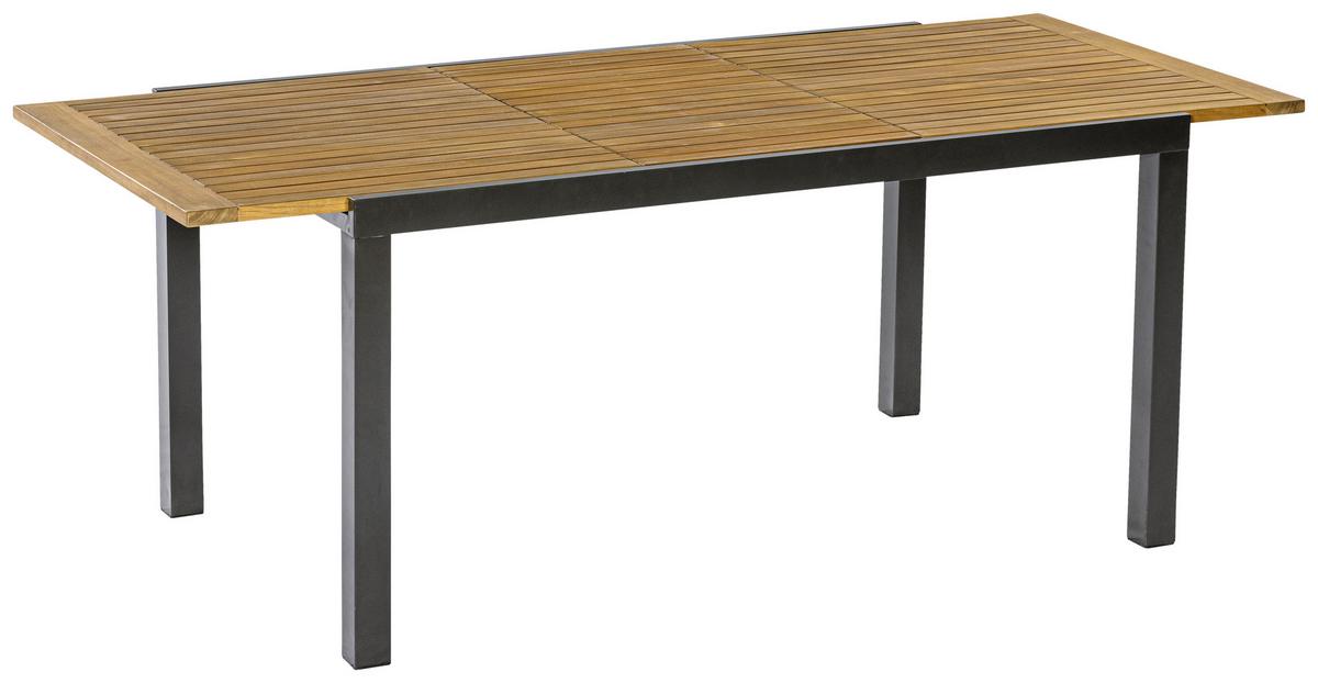 Gartentisch Tilos Akaziefarben Echtholz ca. 150x90x75cm - Schwarz/Akaziefarben, KONVENTIONELL, Holz/Metall (150-200/90	90/75cm) - Gardenson