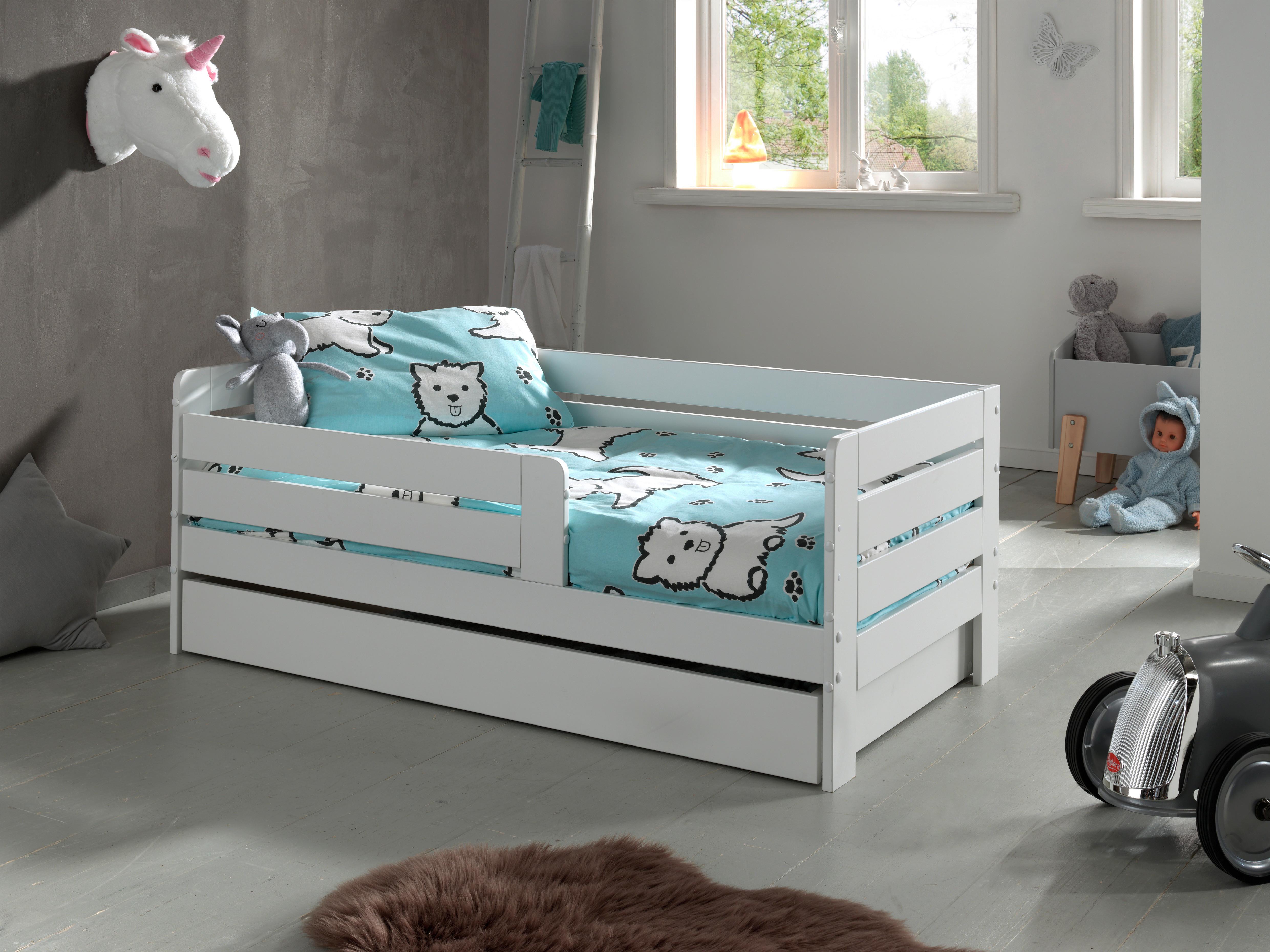 Kinder-/Juniorbett mit Bettlade ca. 70x140 cm Weiß - Weiß/Kieferfarben, MODERN, Holz/Holzwerkstoff (70/140cm) - MID.YOU