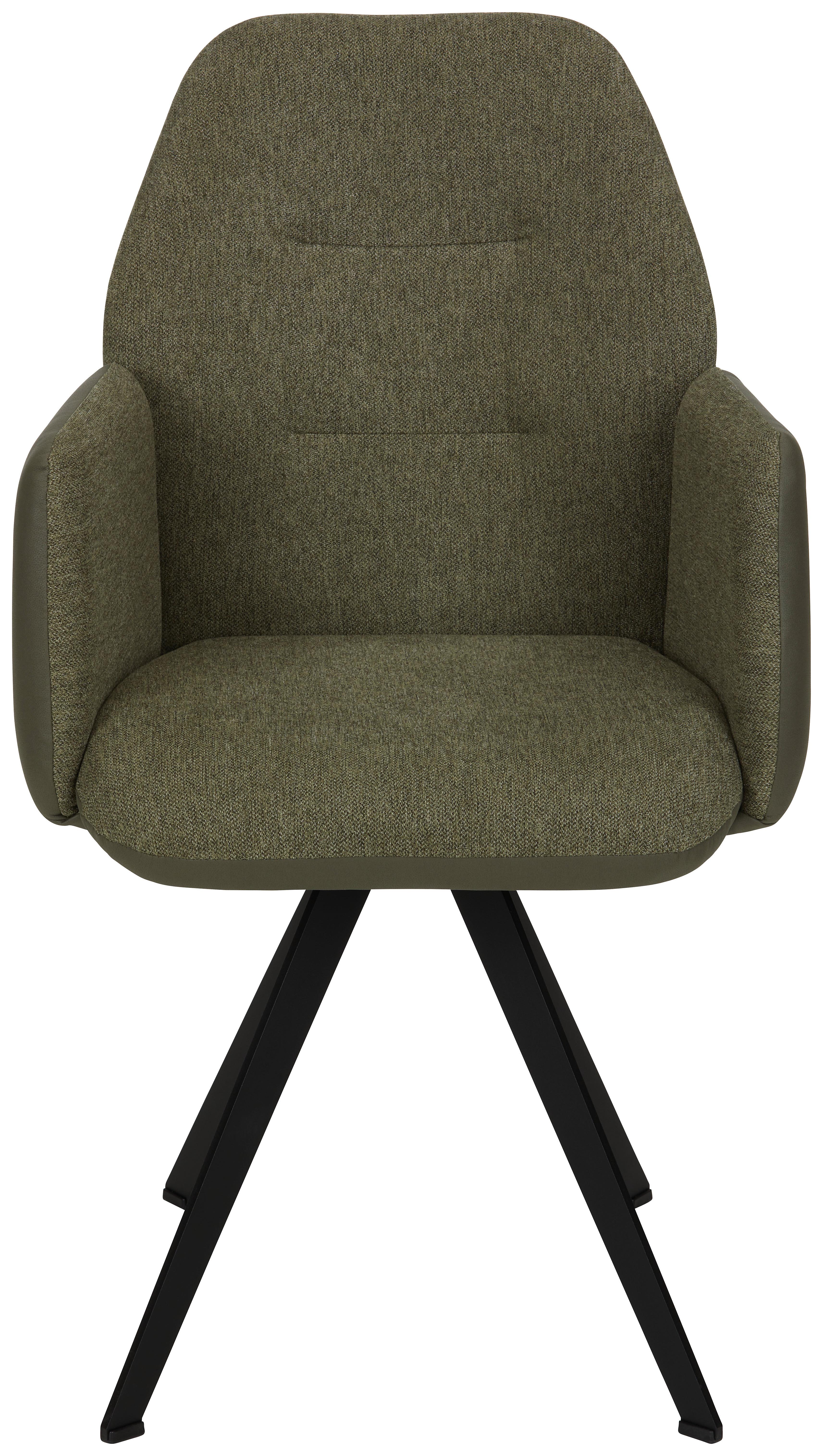 KRZESŁO Z PODŁOKIETNIKAMI STORM - zielony/czarny, Modern, metal/tkanina (57/96,5/63cm) - Premium Living