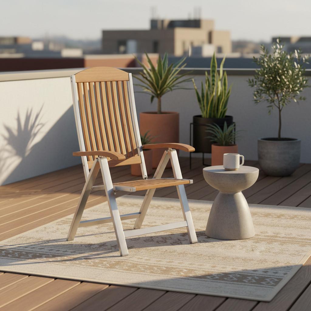 Vrtni Stol Keros, Jeklo, Masiven Les - srebrne barve/barve akacije, Romantika, kovina/les (60/118/48cm) - Gardenson