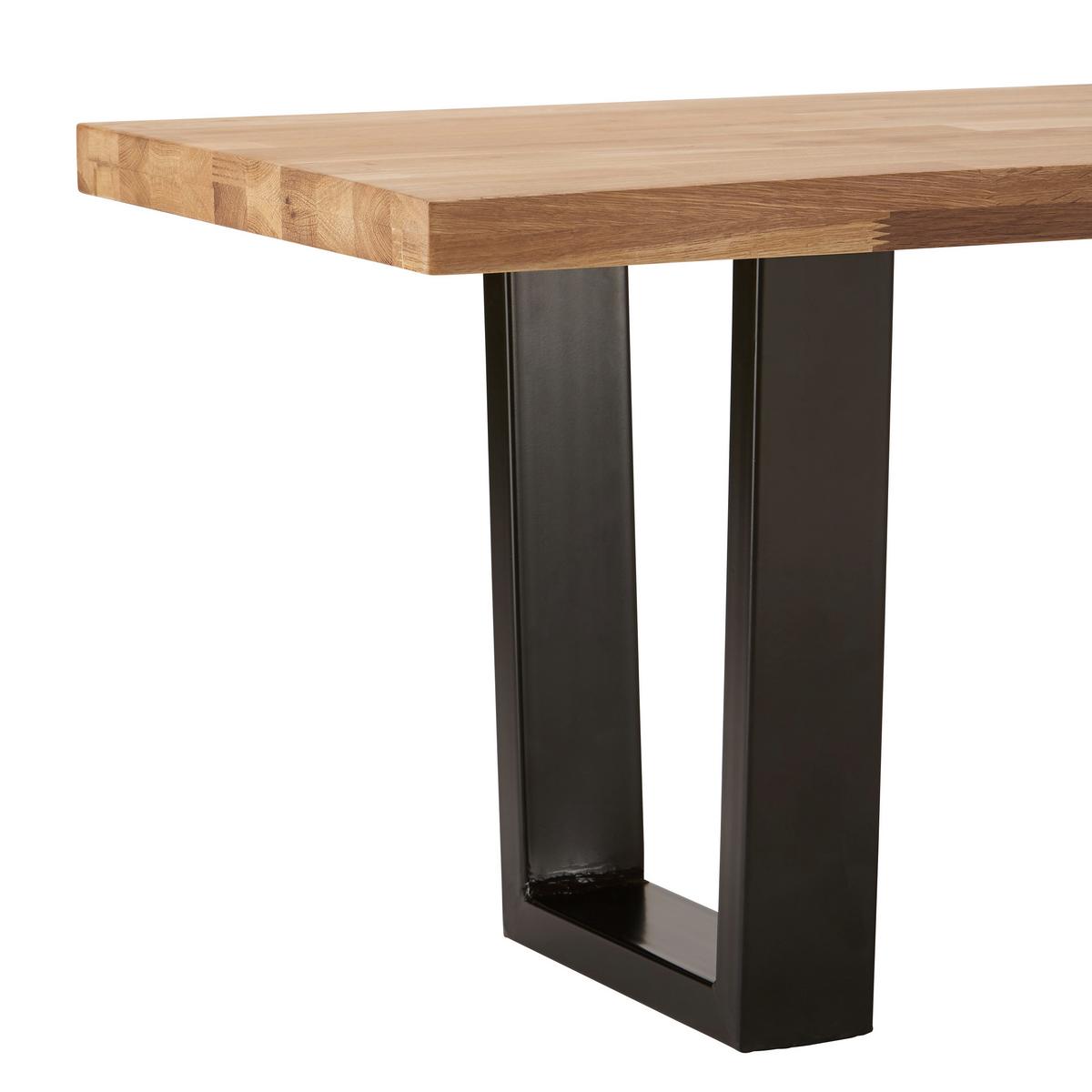 Sitzbank Kayla Echtholz Eiche Massiv - Eichefarben/Schwarz, MODERN, Holz/Metall (175/46/45cm) - Bessagi Home