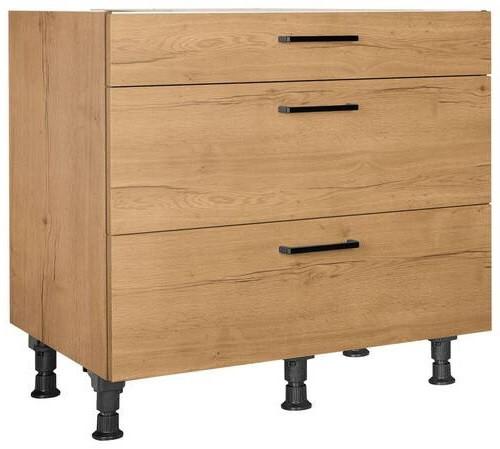 Schubkastenunterschrank Structura Eiche - Eichefarben/Schwarz, MODERN, Holzwerkstoff/Metall (90/87/56cm) - Nobilia