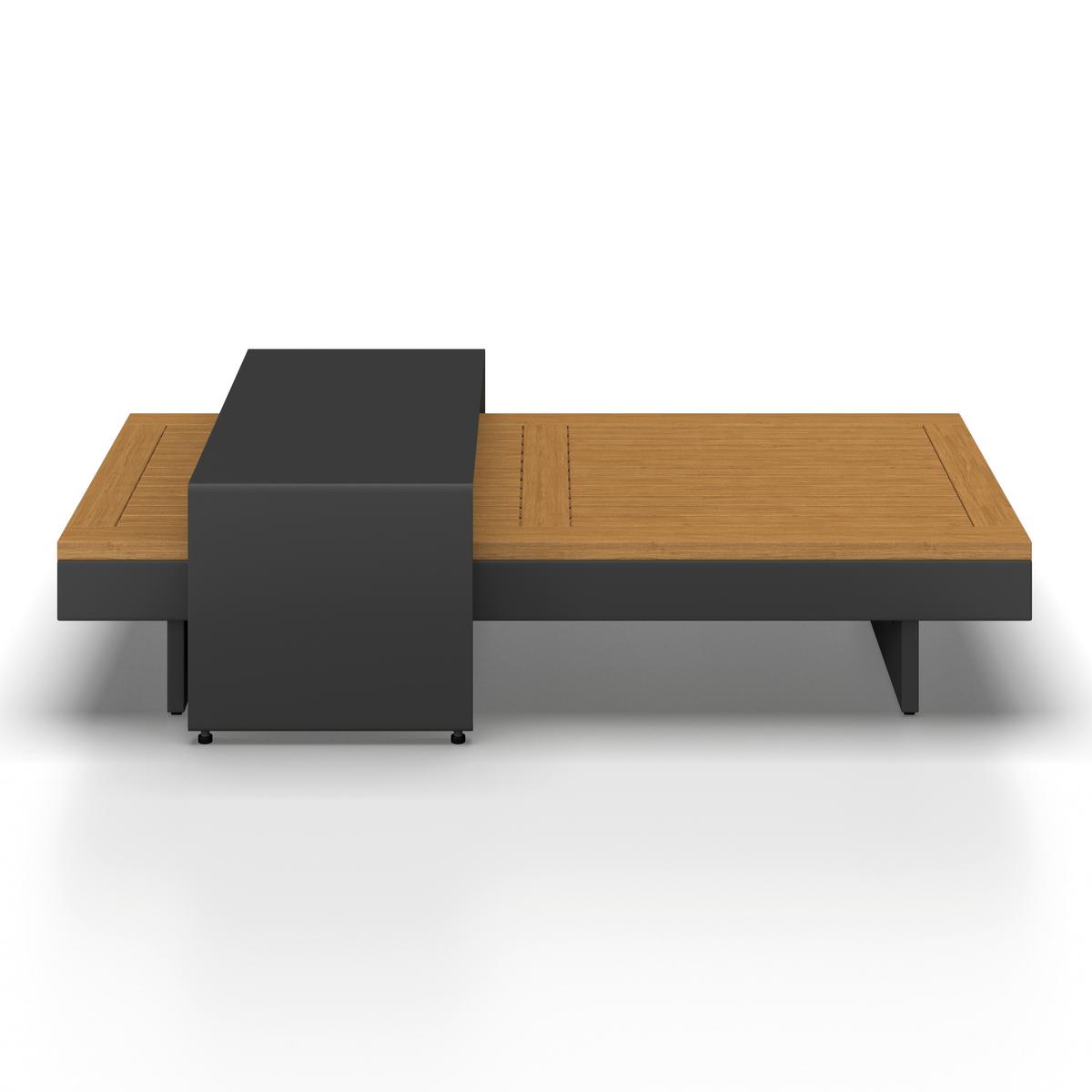 Loungegarnitur Amaia Grau, Outdoorgewebe - Dunkelgrau/Grau, Modern, Holz/Textil (323/80/70cm) - Bessagi Garden