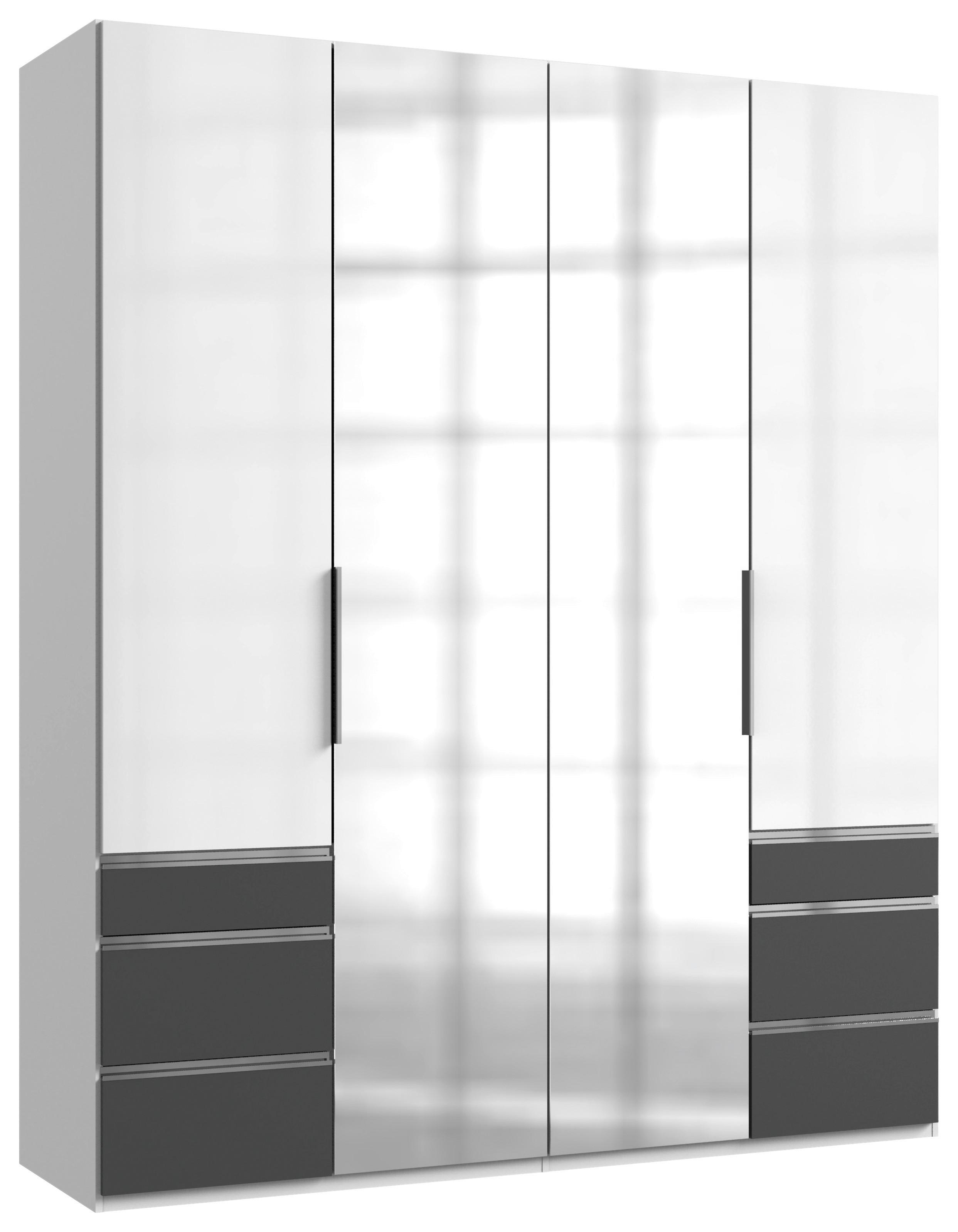 Drehtürenschrank Level 36D ca. 200 cm Graphitfarben/Weiß - Chromfarben/Weiß Hochglanz, MODERN, Holzwerkstoff/Metall (200/236/58cm) - MID.YOU