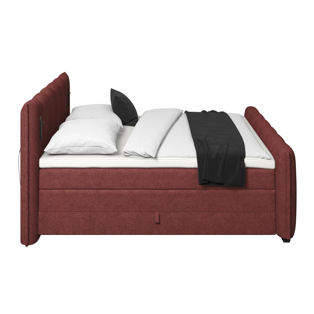 Boxspring Krevet Elysia - bordo/crna, Trend, drvni materijal/drvo (180/200cm) - Premium Living