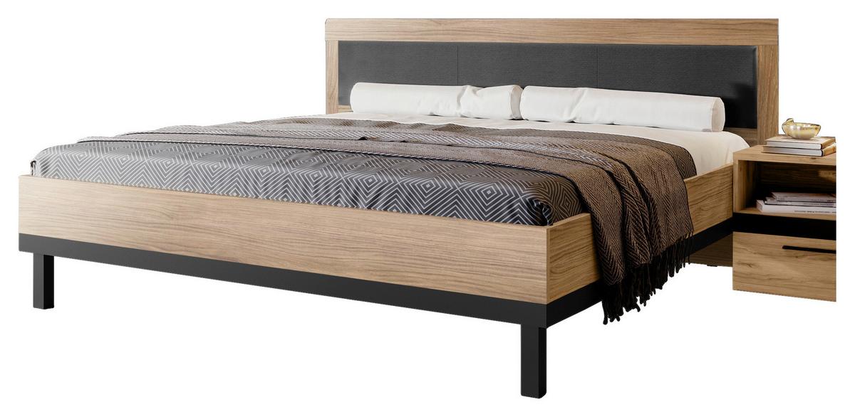 Ágykeret, Kb. 160/200cm Dalate - tölgyfa színű/fekete, Modern, faalapú anyag/fém (160/200cm)