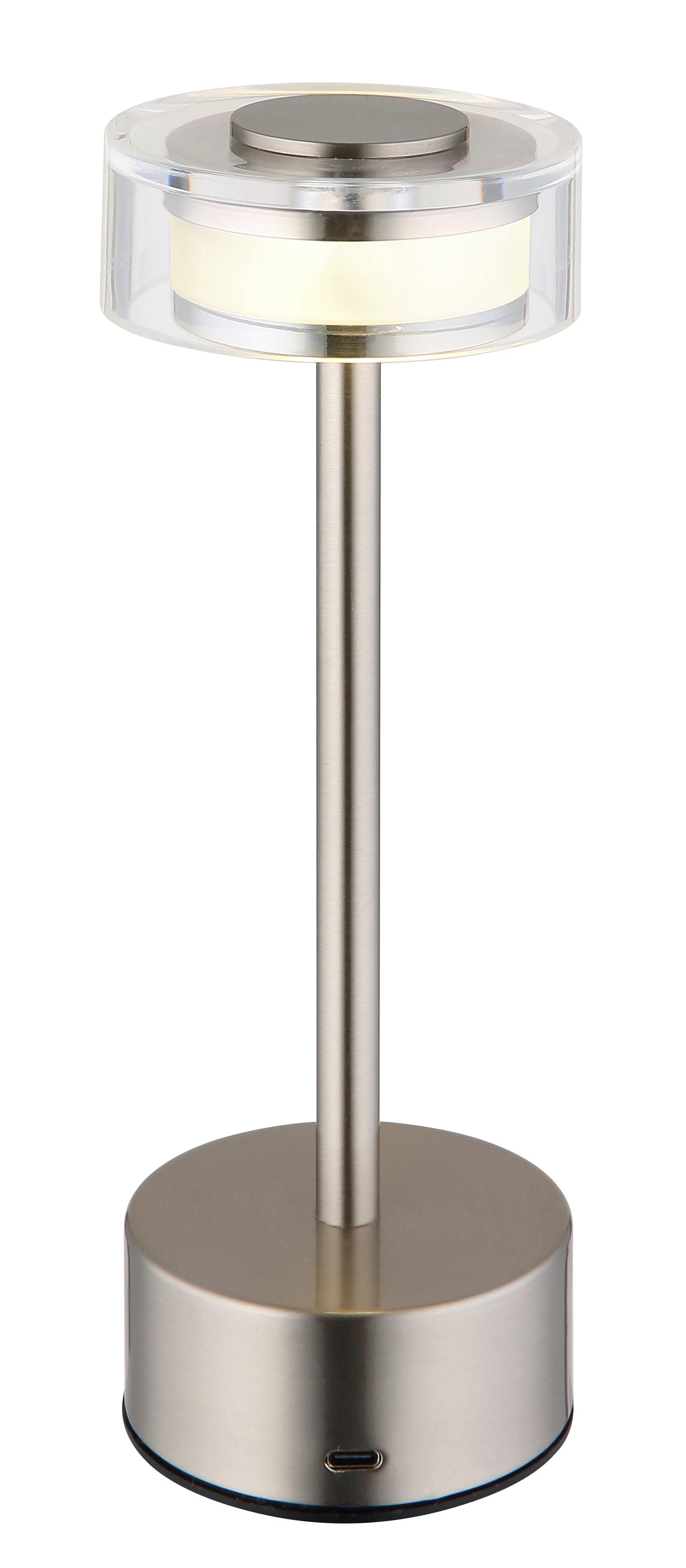 AKKU-TISCHLEUCHTE 21026N SHIRA - Klar/Opal, Design, Kunststoff/Metall (8/23,5cm) - Globo