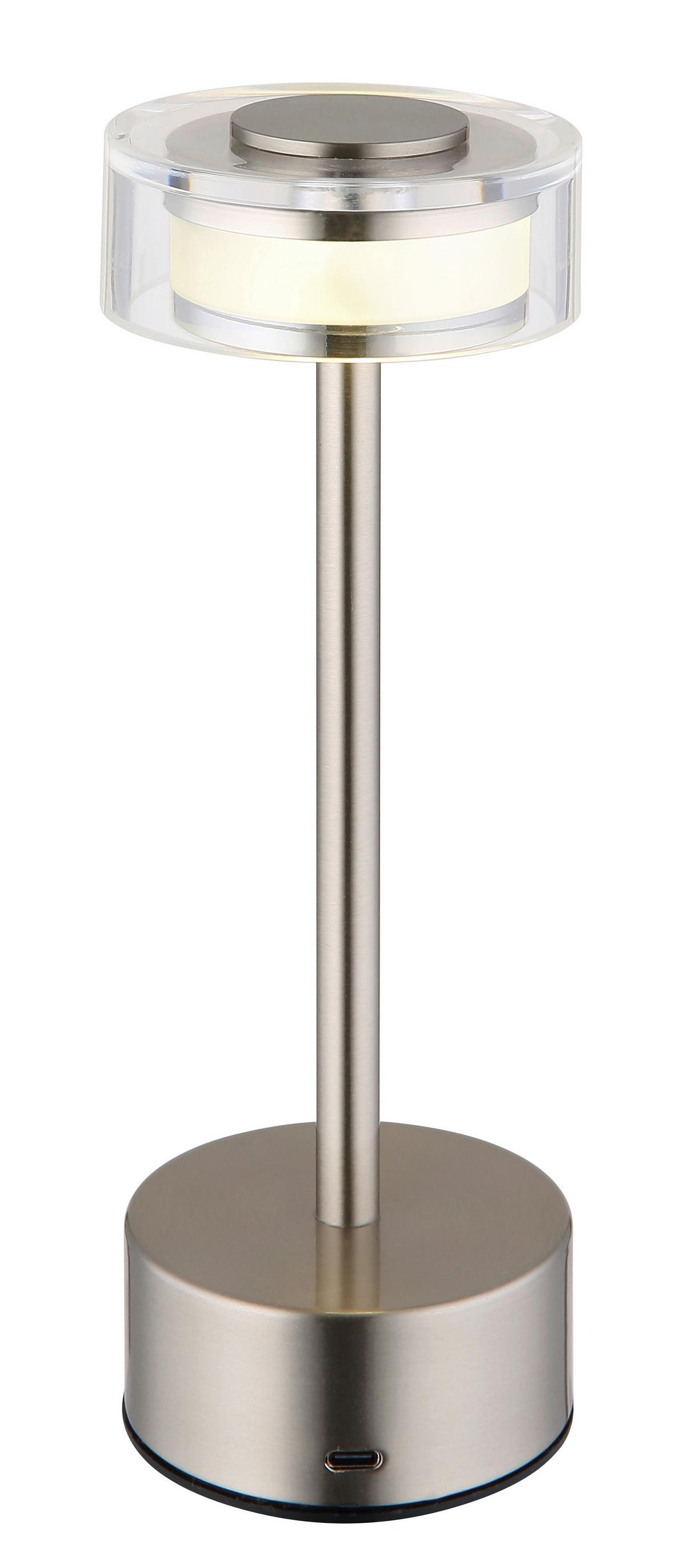 Stolna Punjiva Svjetiljka Shira - siva/boje nikla, Design, metal/plastika (8/23,5cm) - Globo