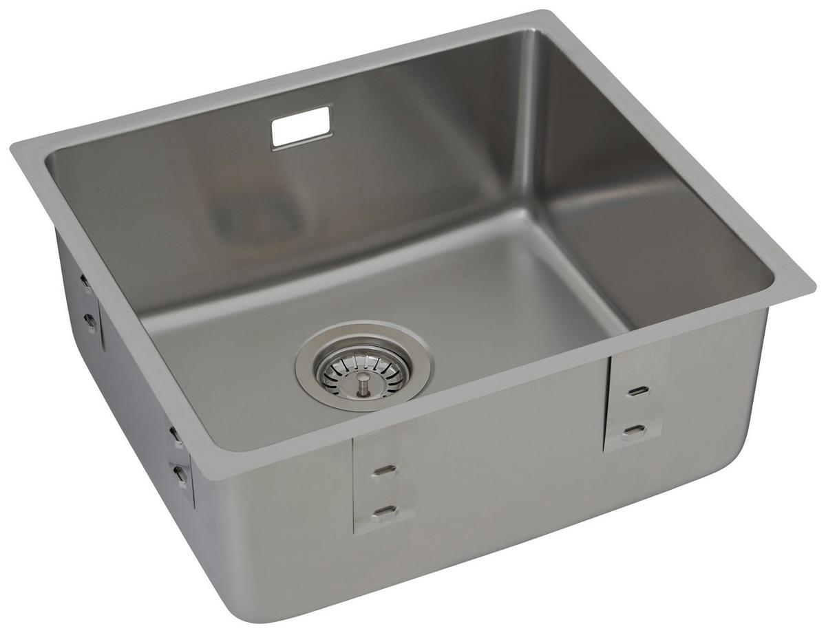 Einzelbecken Detroit ca. 49x23x44 cm Edelstahl - Edelstahlfarben, Trend, Metall (49/22,5/44cm) - Respekta