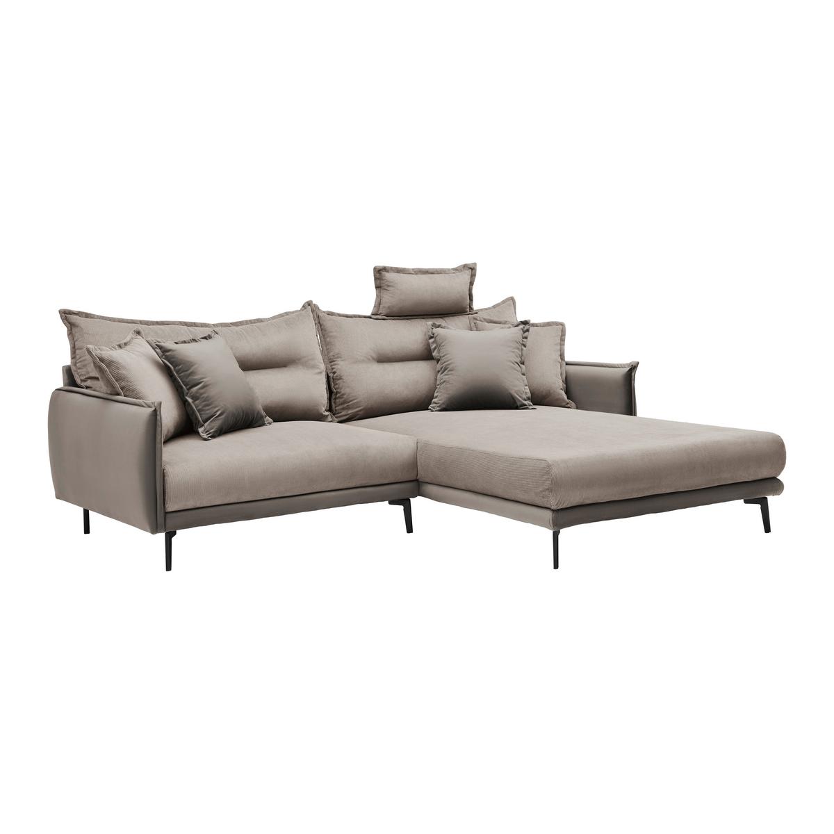 Ecksofa Nuovo Taupe - Taupe/Schwarz, MODERN, Textil/Metall (245/72-113/190cm) - Mömax