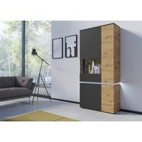 Vitrina Luci - siva/zelena, Trend, staklo/drvni materijal (90,4/199/40cm) - Modern Living