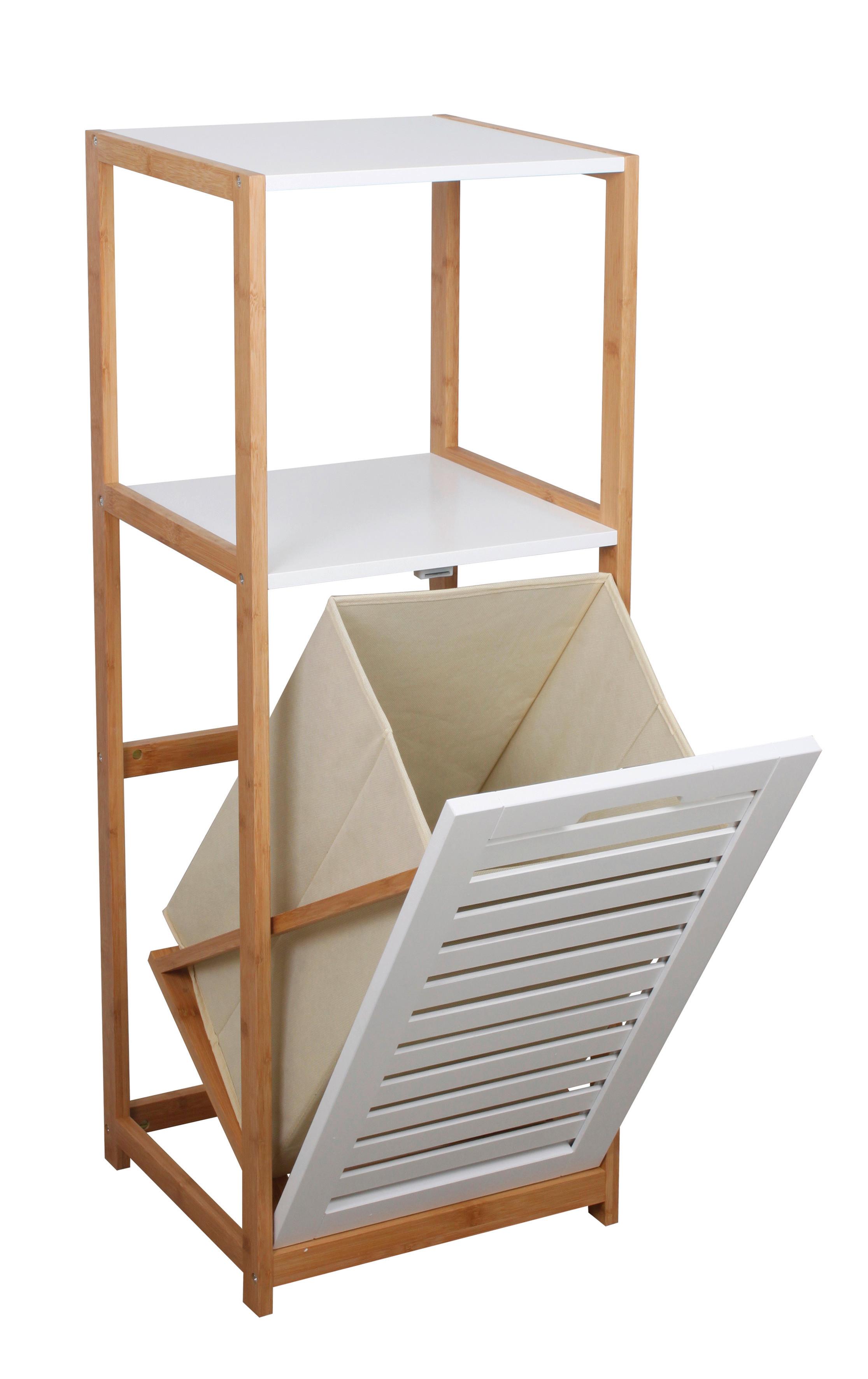 Kopalniški Regal Dustin - bela, Moderno, tekstil/leseni material (36/98/33cm) - Mömax