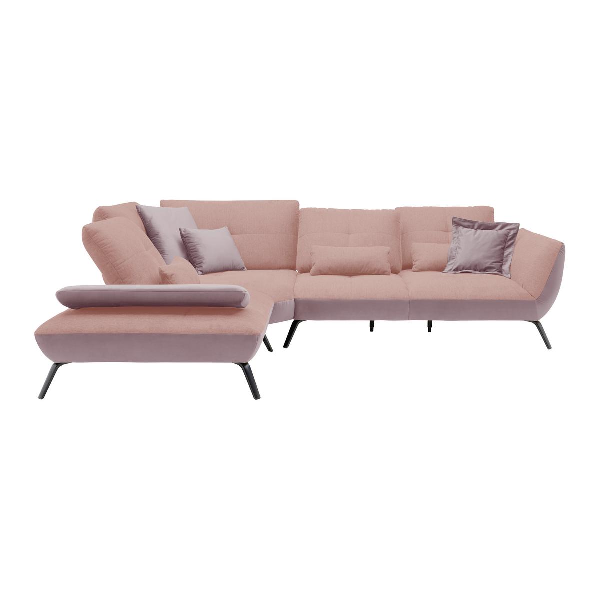 Wohnlandschaft Trendy Rosa/Flieder - Flieder/Schwarz, MODERN, Holzwerkstoff/Textil (250/93/310cm) - Premium Living