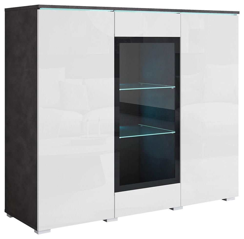 Visoka Komoda Vera 120, Antracit, Bela, Led - siva/bela, Trend, umetna masa/steklo (120/103,3/39,5cm) - P & B