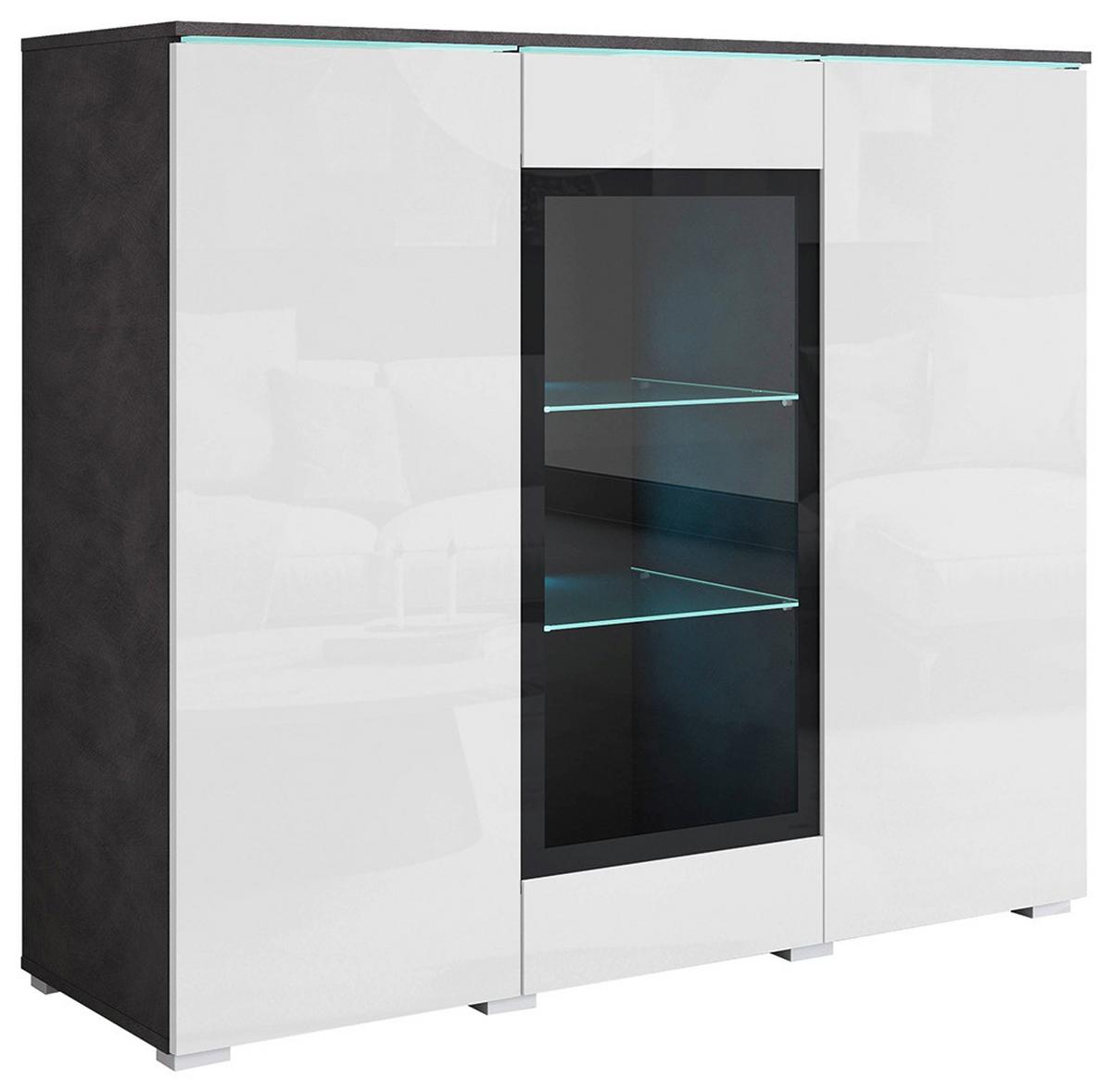 Visoka Komoda Vera 120, Antracit, Bela, Led - siva/bela, Trend, umetna masa/steklo (120/103,3/39,5cm) - P & B