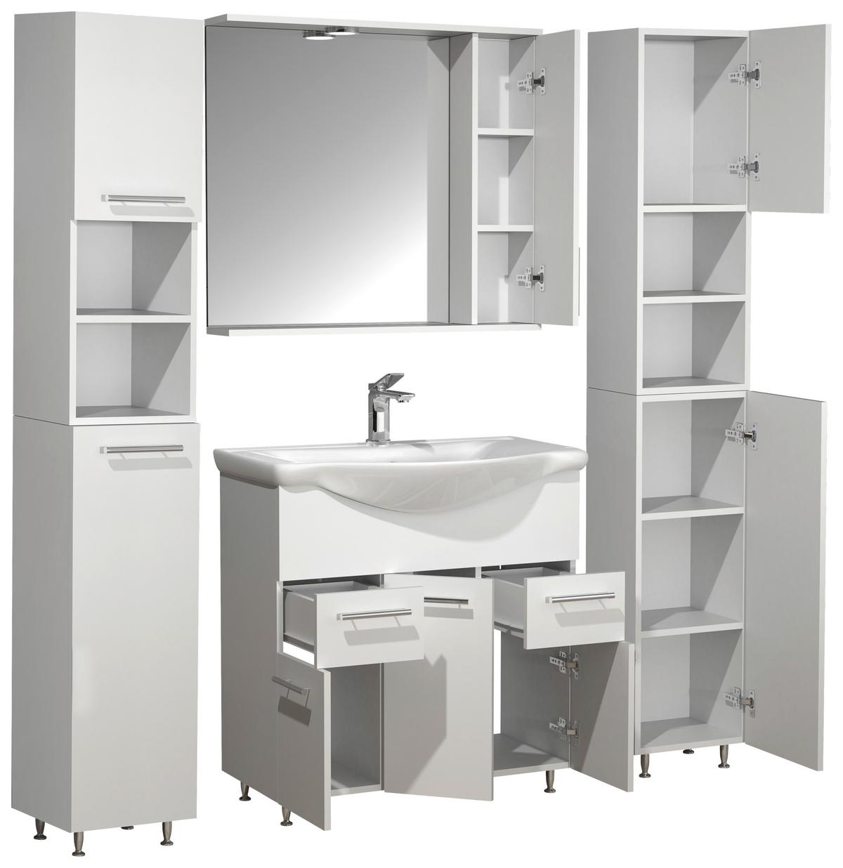 Kopalnica Lisalo Xl, Bela - srebrne barve/bela, Moderno, umetna masa/steklo (135cm) - MID.YOU