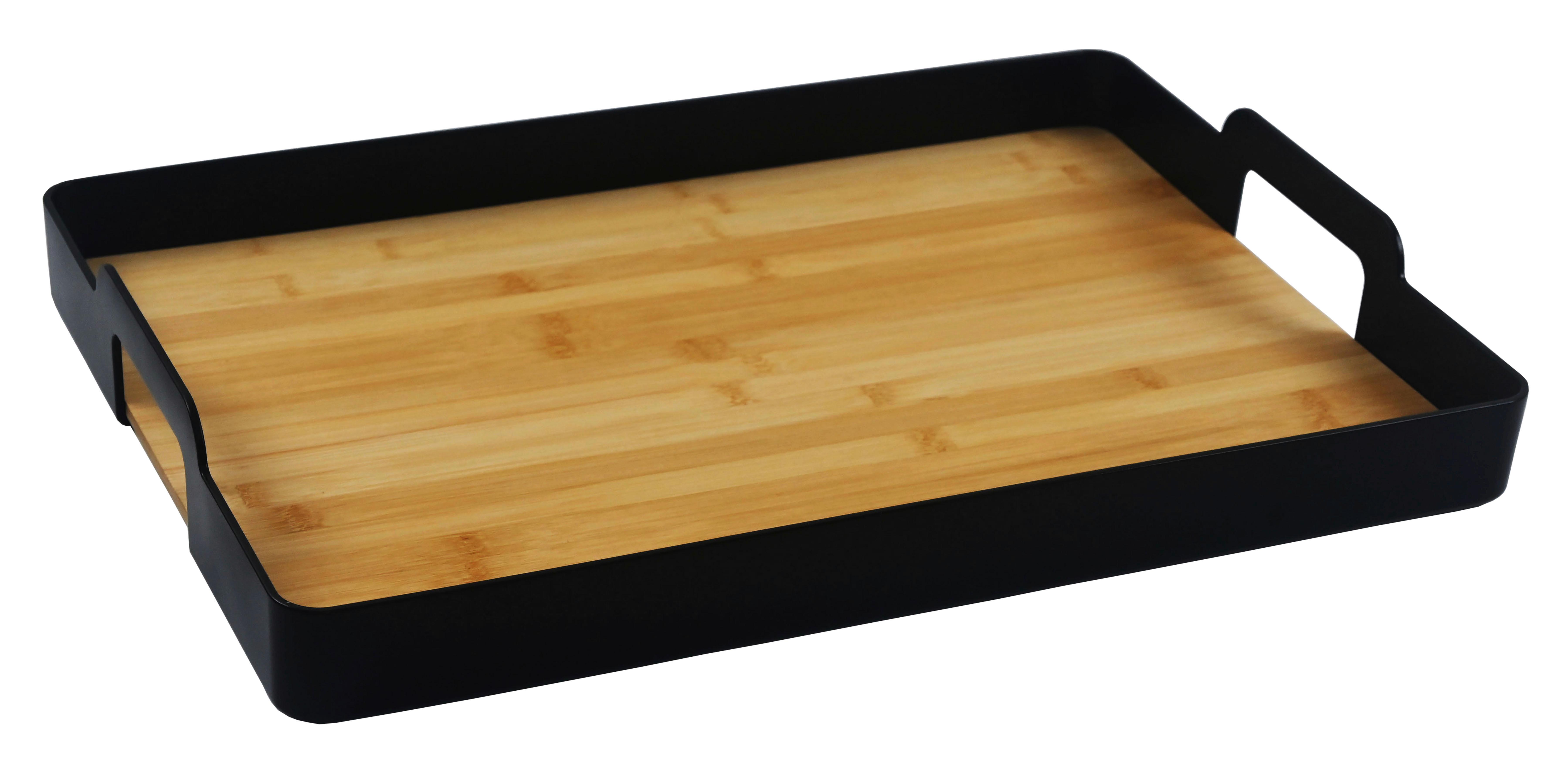 SERVIERTABLETT BETTY ECKIG - Schwarz, Modern, Naturmaterialien/Kunststoff (49/7/34cm) - Mömax
