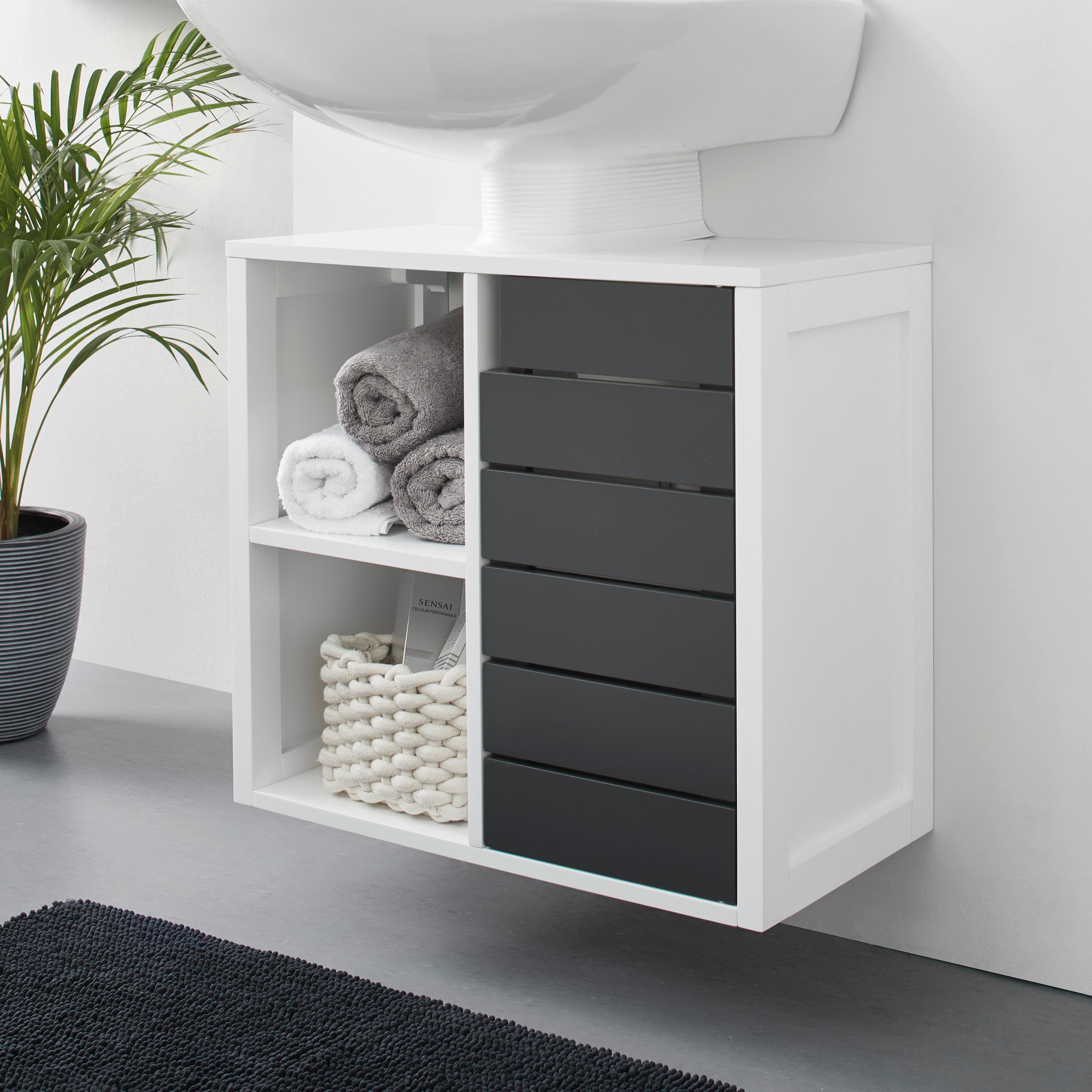 Mosdó Alatti Szekrény Tia - fehér/szürke, Modern (60/54/30cm) - Bessagi Home