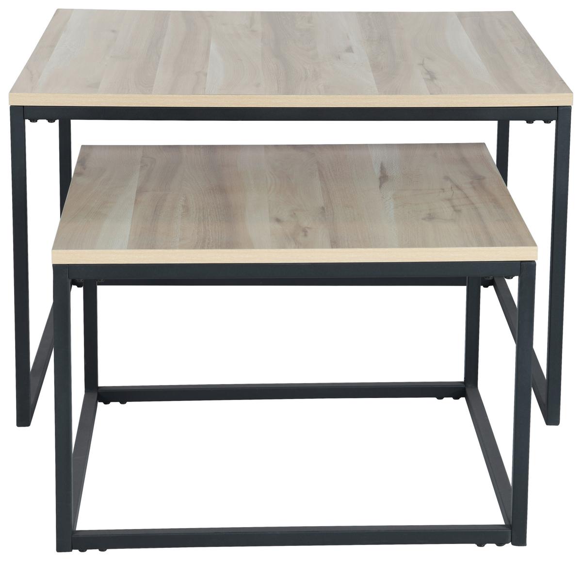 STOLIK KAWOWY CARRARA - kolor dębowy/czarny, Design, materiał drewnopochodny/metal (80/50/80cm) - MID.YOU
