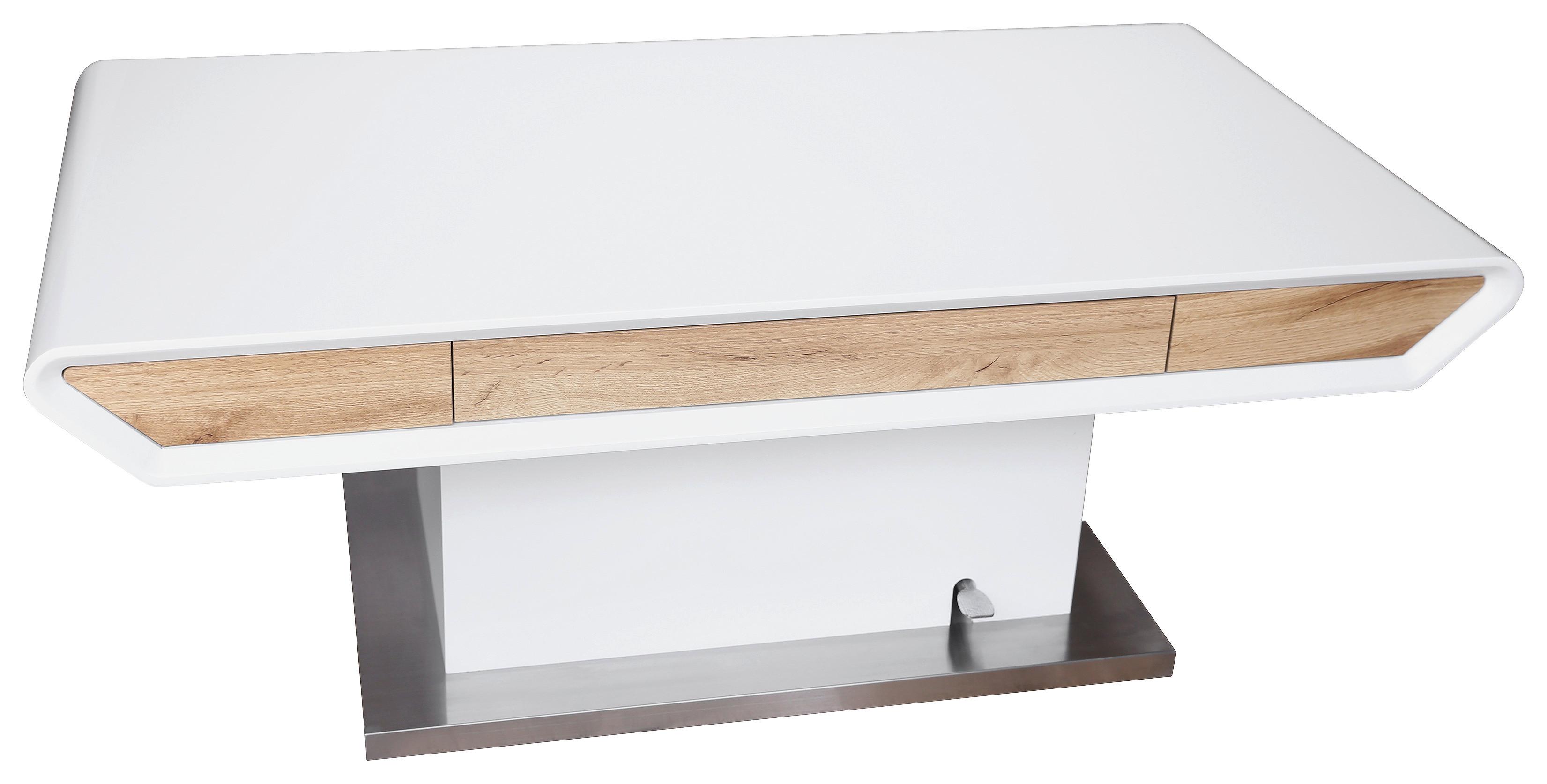 STOLIK KAWOWY TOLA - kolor dębowy/biały, Design, materiał drewnopochodny/metal (130/70/49,5-77,5cm) - Livetastic