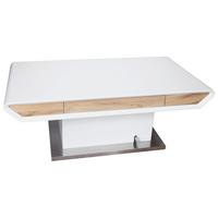 STOLIK KAWOWY TOLA - kolor dębowy/biały, Design, materiał drewnopochodny/metal (130/70/49,5-77,5cm) - Livetastic