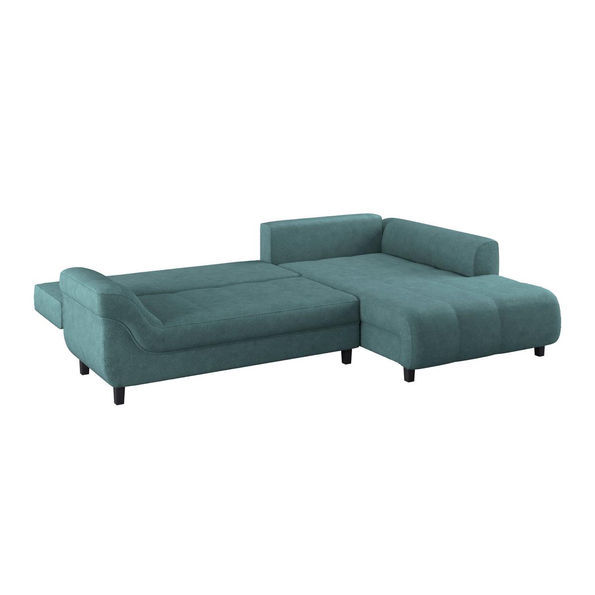 Kutna Garnitura Mendoza - siva/boje petroleja, Design, tekstil/drvo (309/197cm) - Modern Living