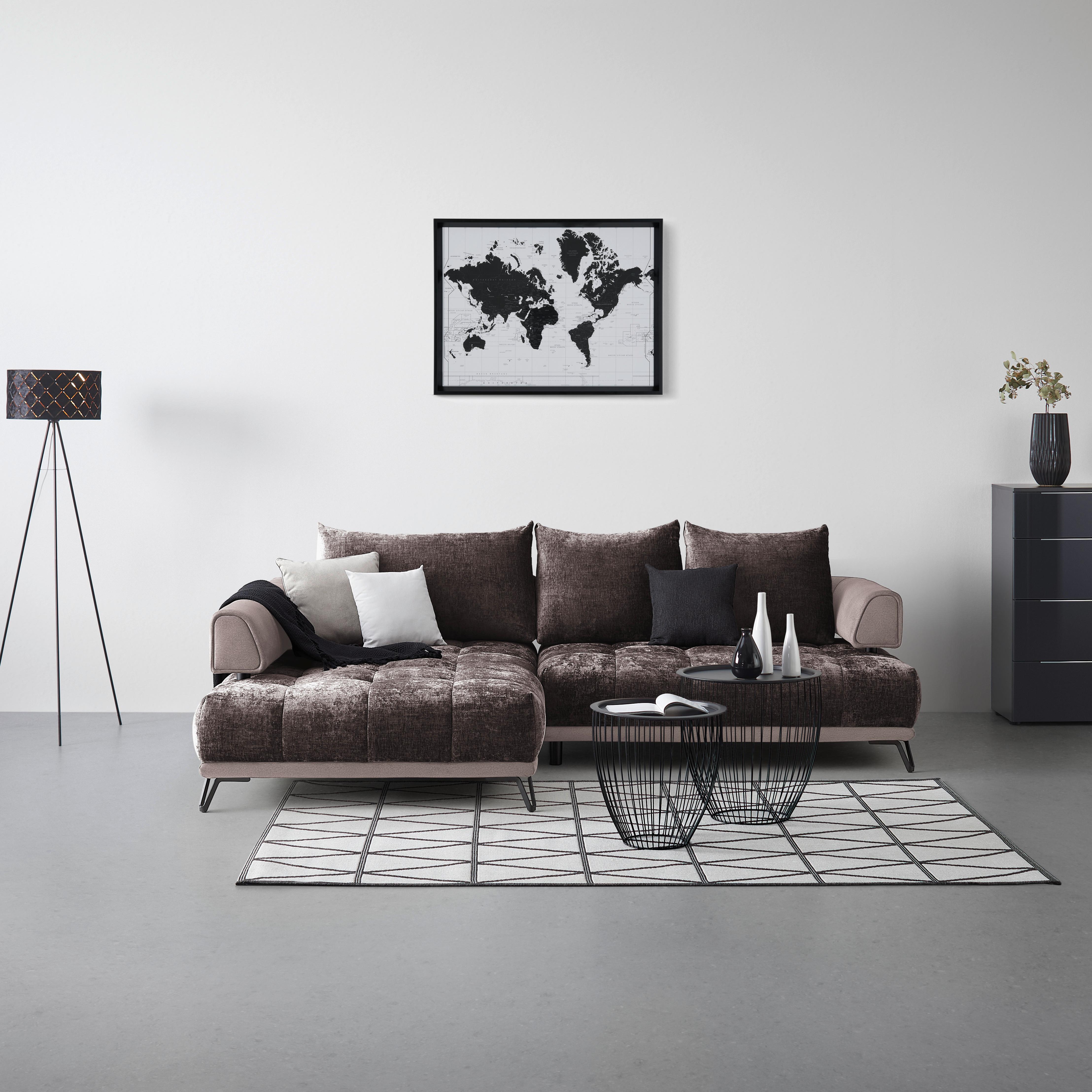 Ecksofa Morgan Taupe - Taupe/Schwarz, MODERN, Textil/Metall (184/67-87/262cm) - Mömax